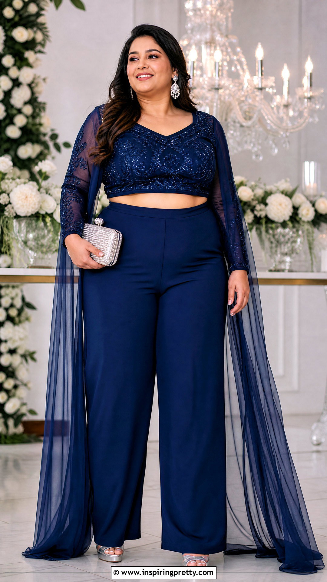 Plus Size Crop Top And Palazzo Pants Wedding Outfit - 25 crop top pants wedding ideas