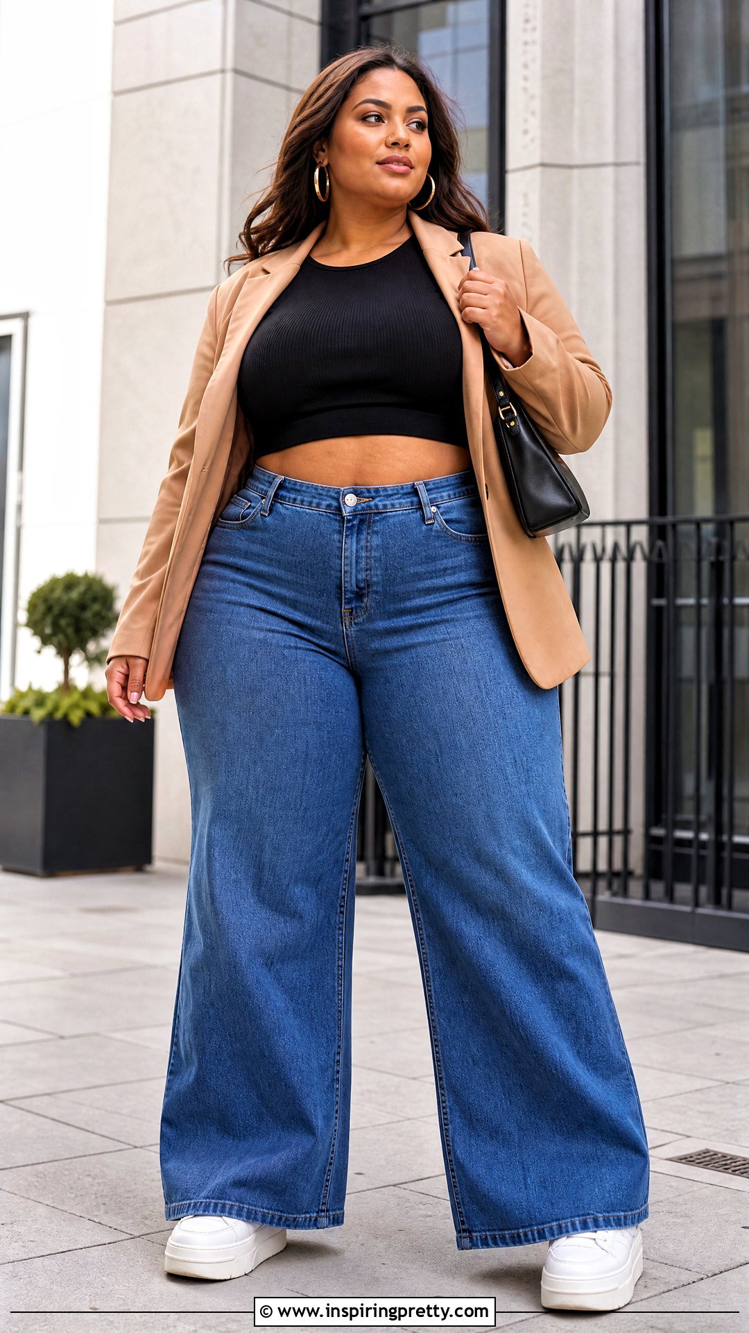 Plus Size Crop Top And Wide Leg Jeans Outfit - 50 crop top for women outfit ideas