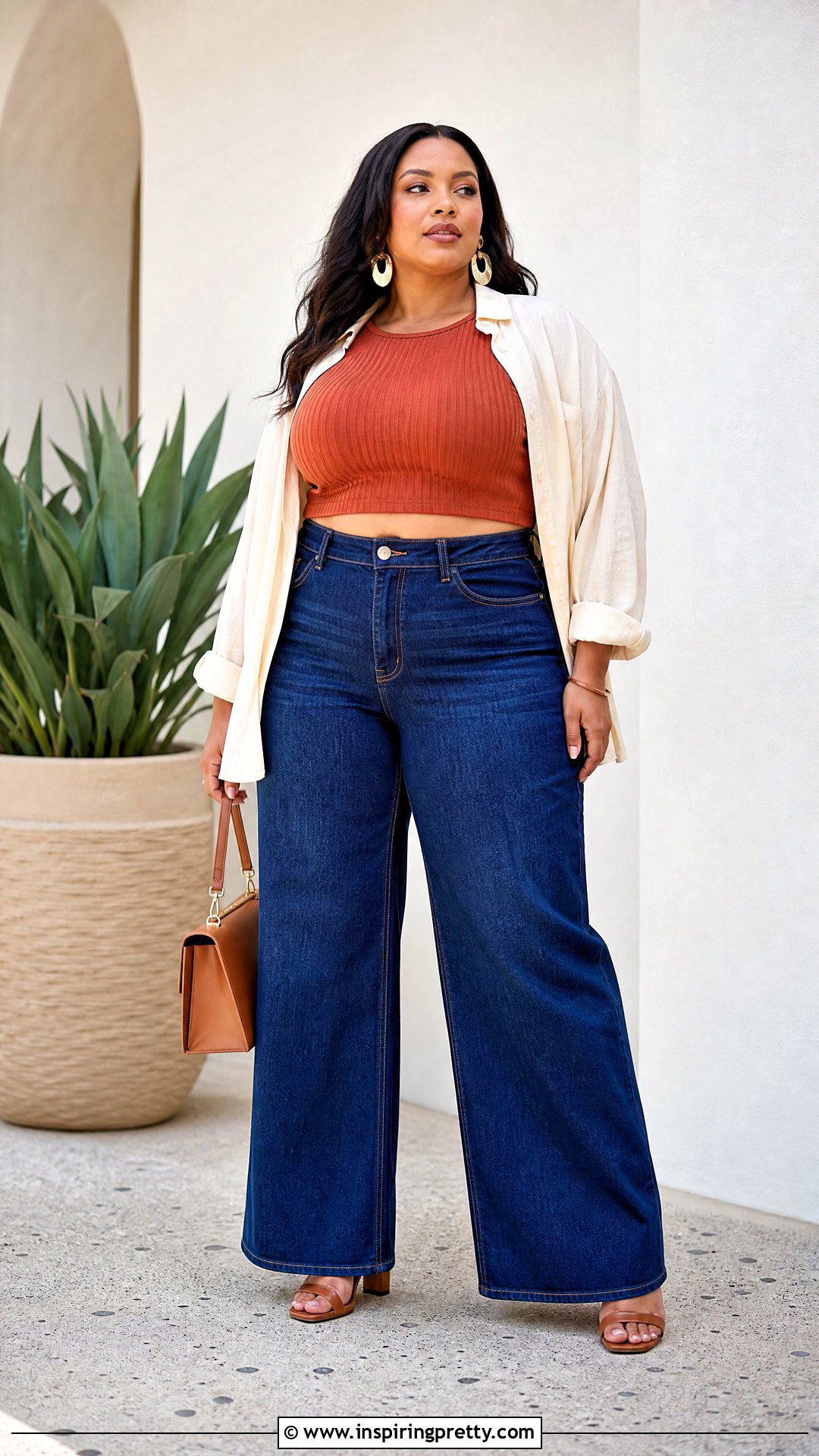 Plus Size Crop Top And Wide Leg Jeans - 20 womens crop top and jeans