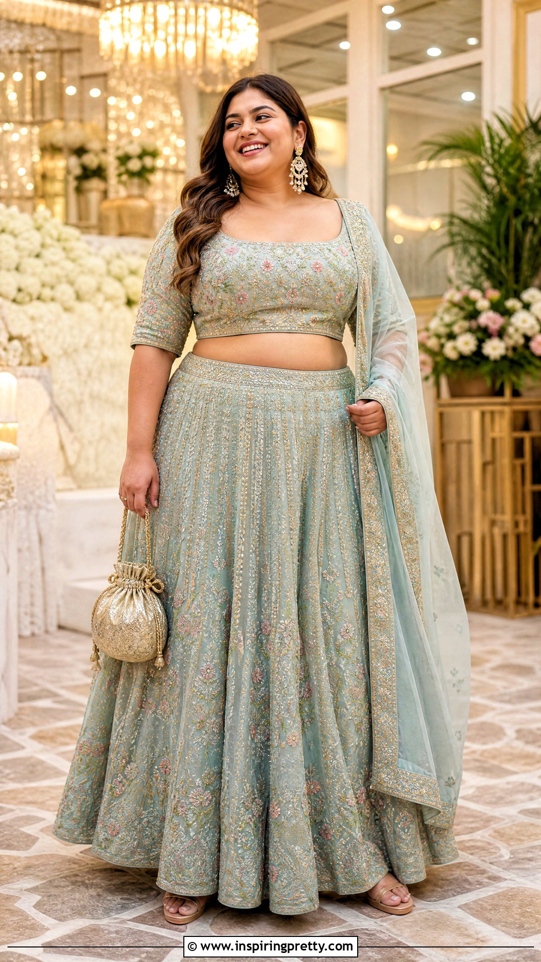 Plus Size Crop Top Blouse With Lehenga - 50 crop top blouse designs