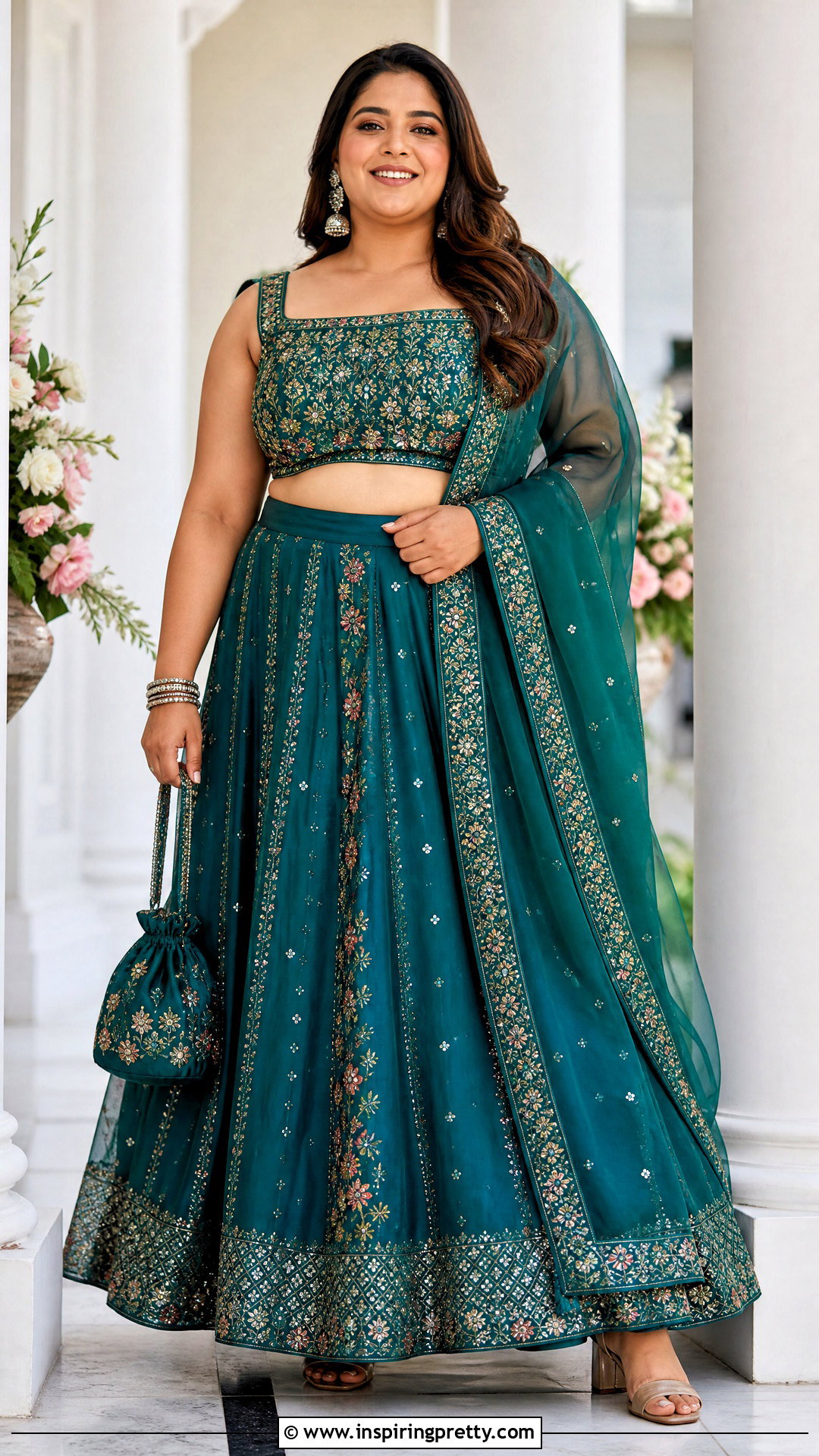 Plus Size Crop Top Lehenga - 50 crop top lehenga outfit ideas