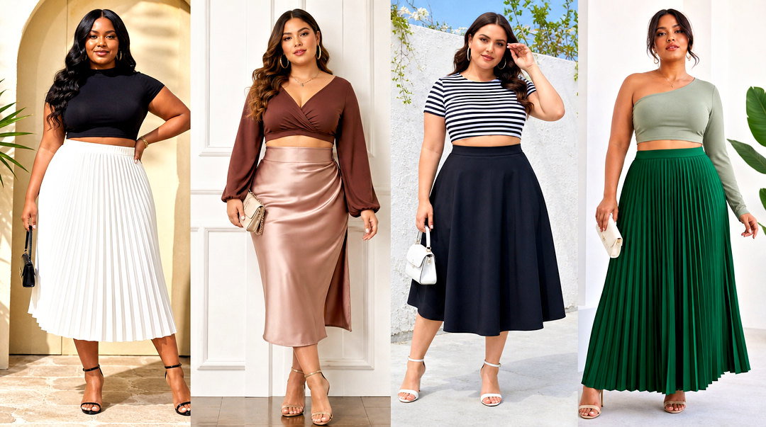 25 Plus Size Crop Top Outfit High Waist Skirts to Try Now