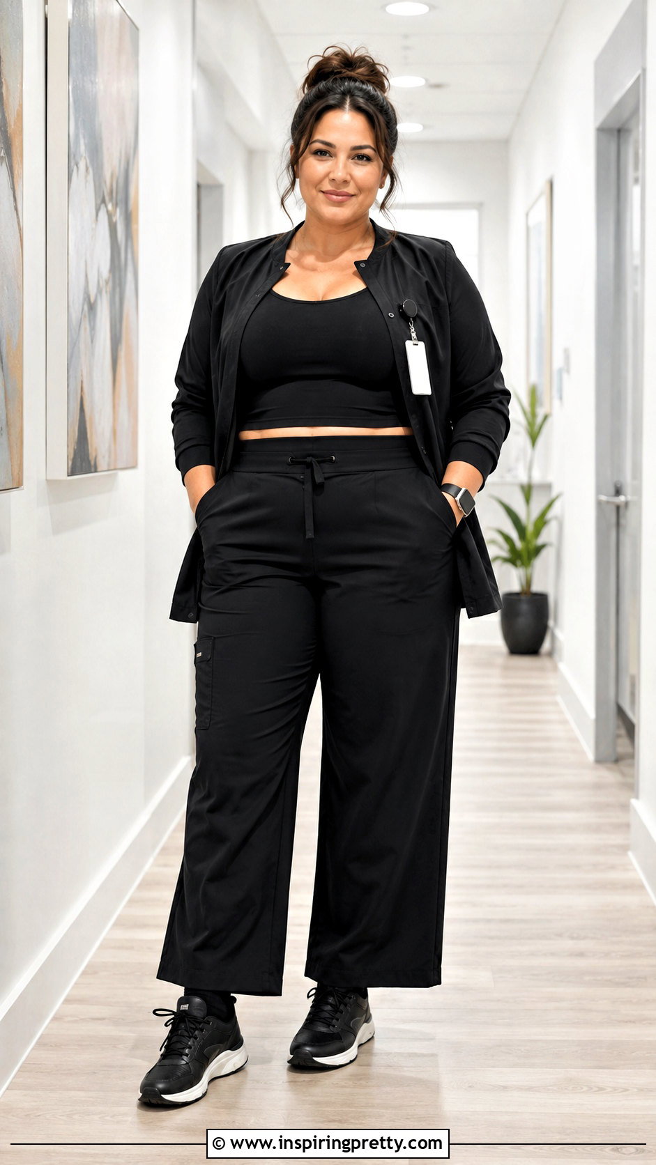 Plus Size Crop Top Scrubs With Wide Leg Pants - 25 crop top scrubs