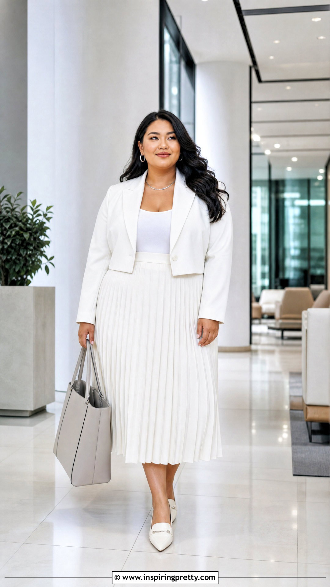 Plus Size Cropped Blazer Top With Midi Skirt - 25 Plus Size Crop Top Outfit High Waist Skirts