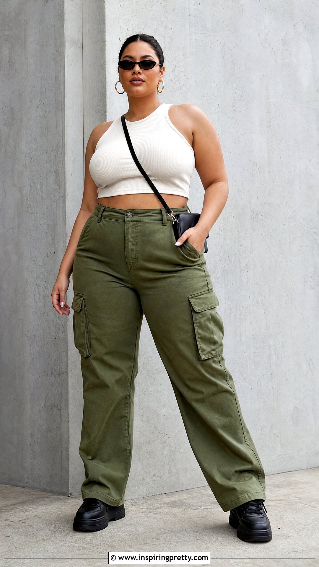Plus Size Cropped Top With Cargo Pants - 20 plus size cropped top outfit ideas