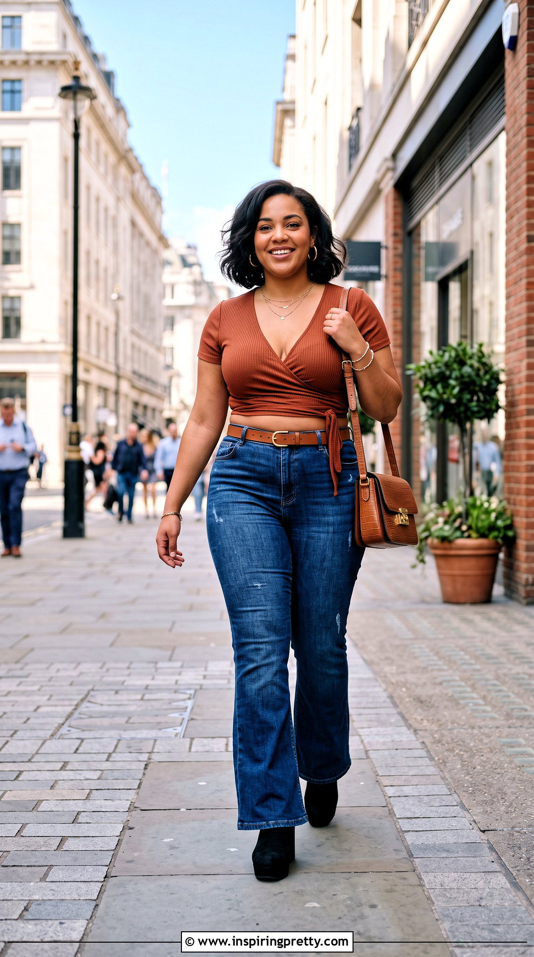 Plus Size Cropped Top With Flared Jeans - 20 plus size cropped top outfit ideas