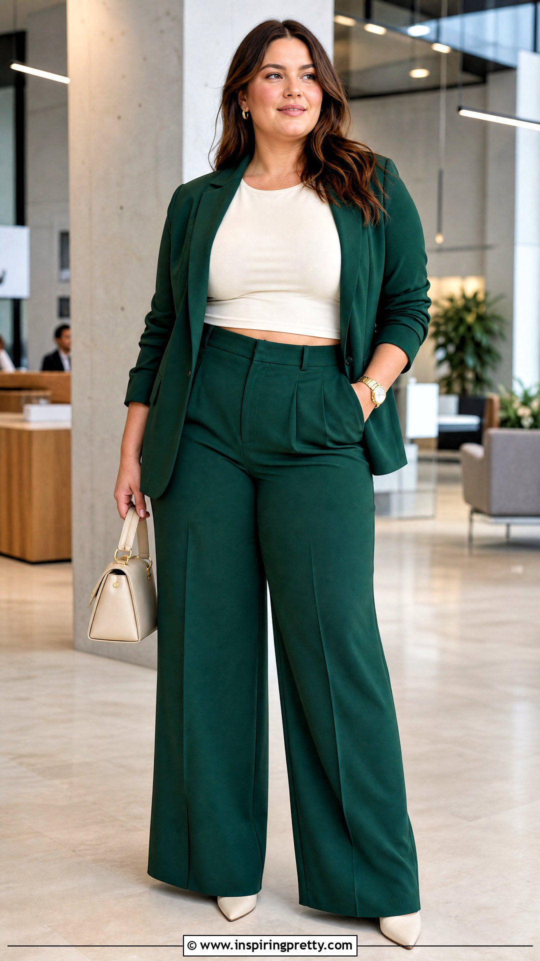 Plus Size Cropped Top With Suit Set - 20 plus size cropped top outfit ideas