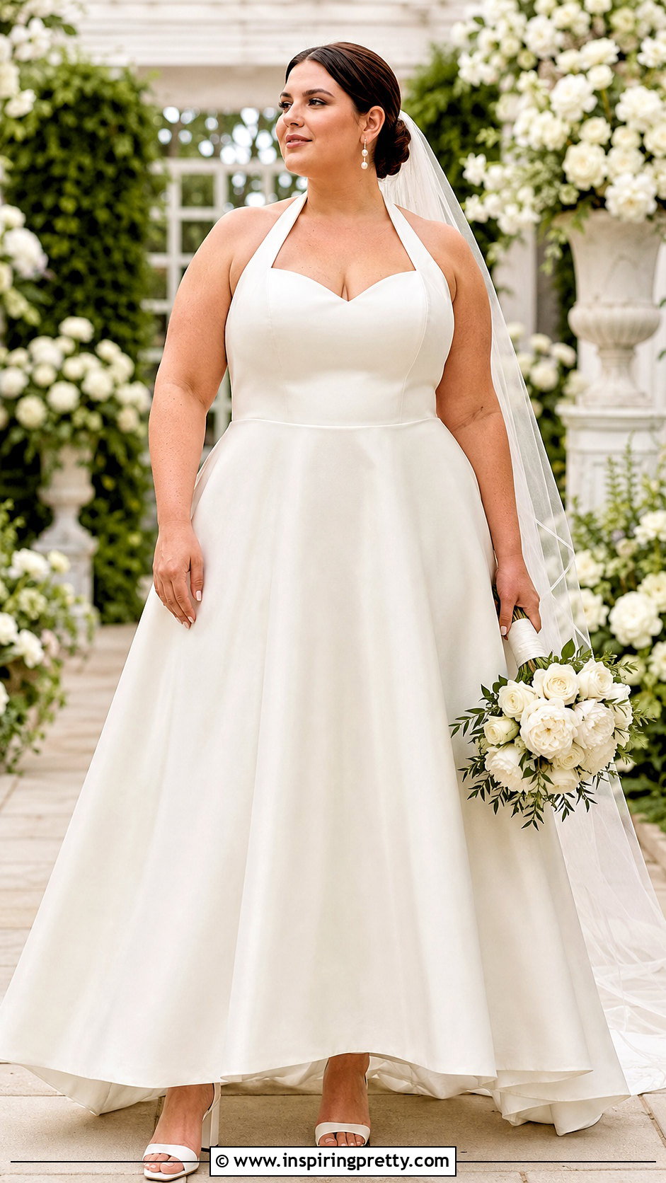 Plus Size Halter Wedding Dress With Supportive Block Heels - 50 halter top wedding dress outfit ideas