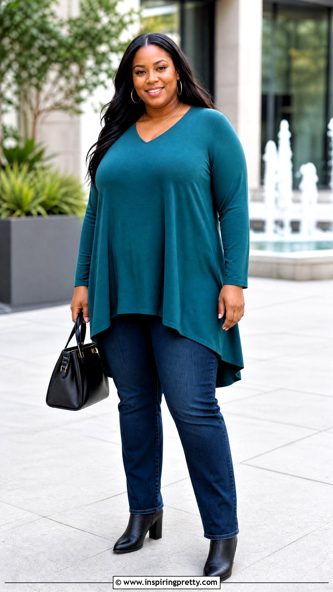 Plus Size Hi Lo Tunic Top With Dark Jeans - 20 Hi Lo Tunic Tops outfit ideas