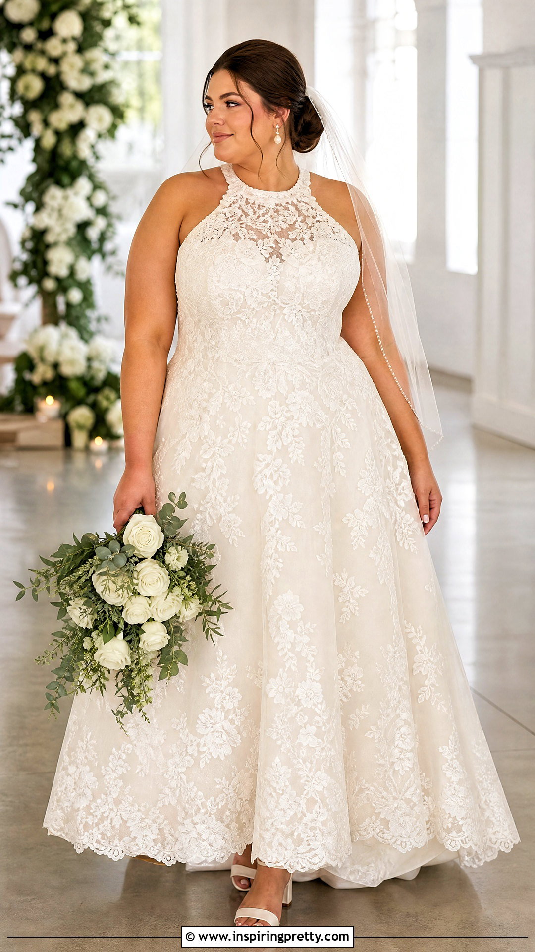 Plus Size Lace Halter A Line Wedding Dress - 25 Lace Halter Top Wedding Dress outfit ideas