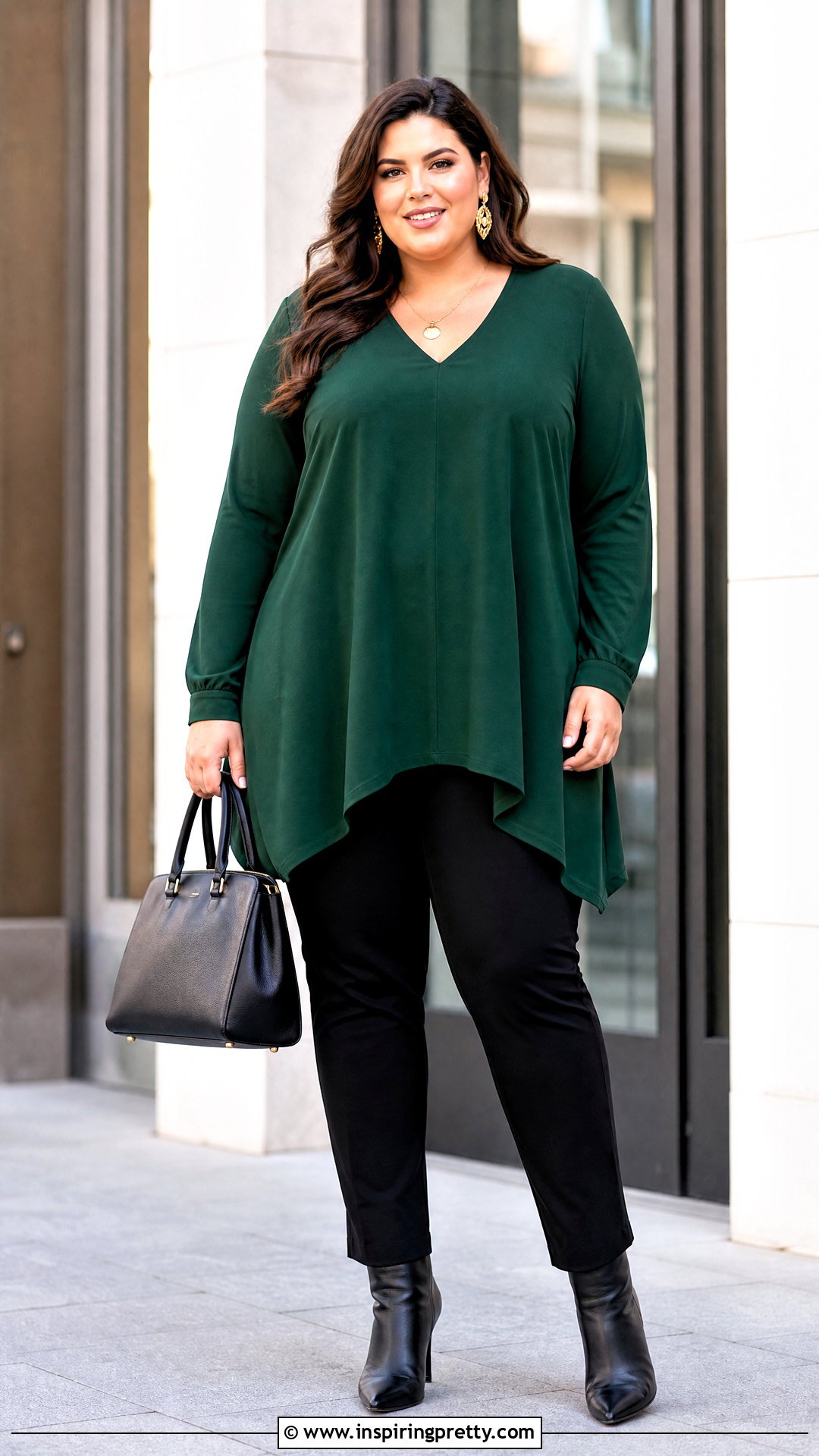 Plus Size Long Tunic With Ponte Pants - 50 long top outfit ideas