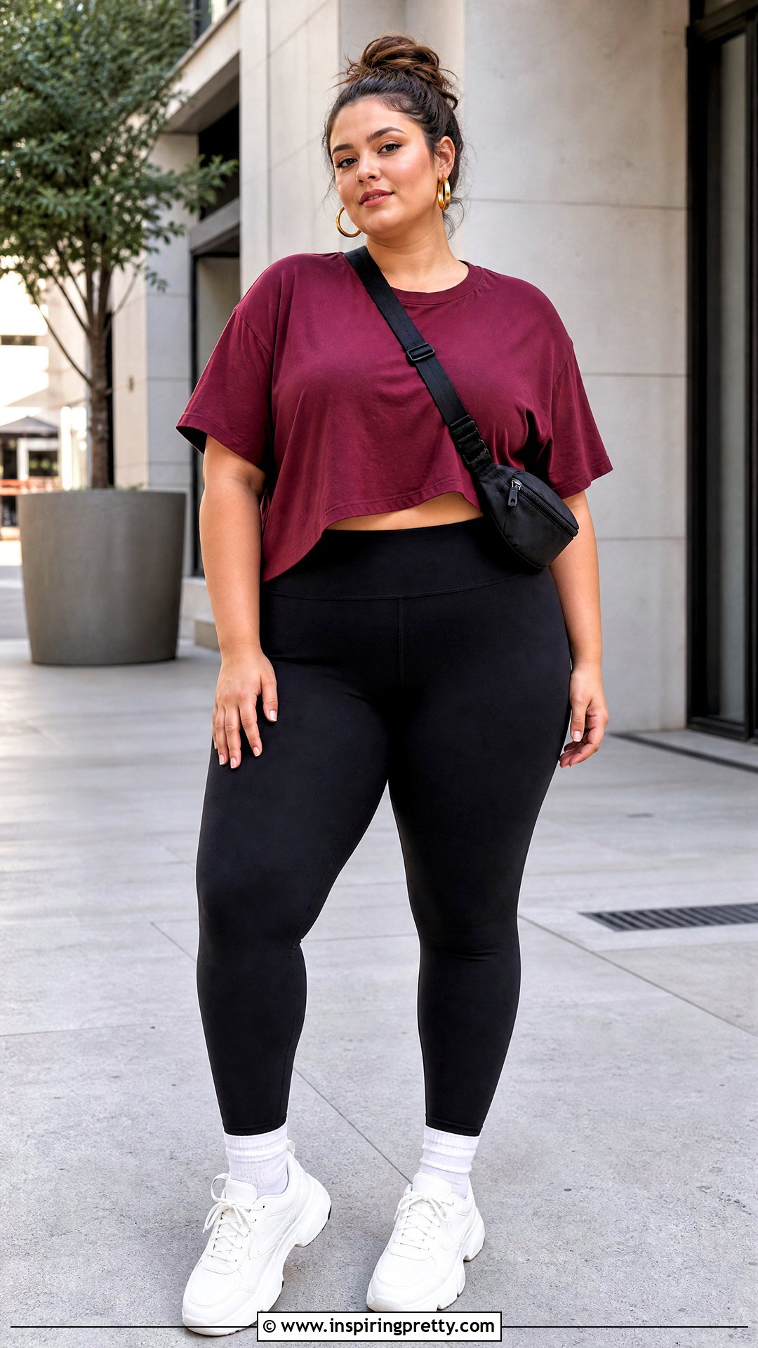 Plus Size Loose Crop Top And Leggings Outfit - 20 Loose Crop Top And Leggings