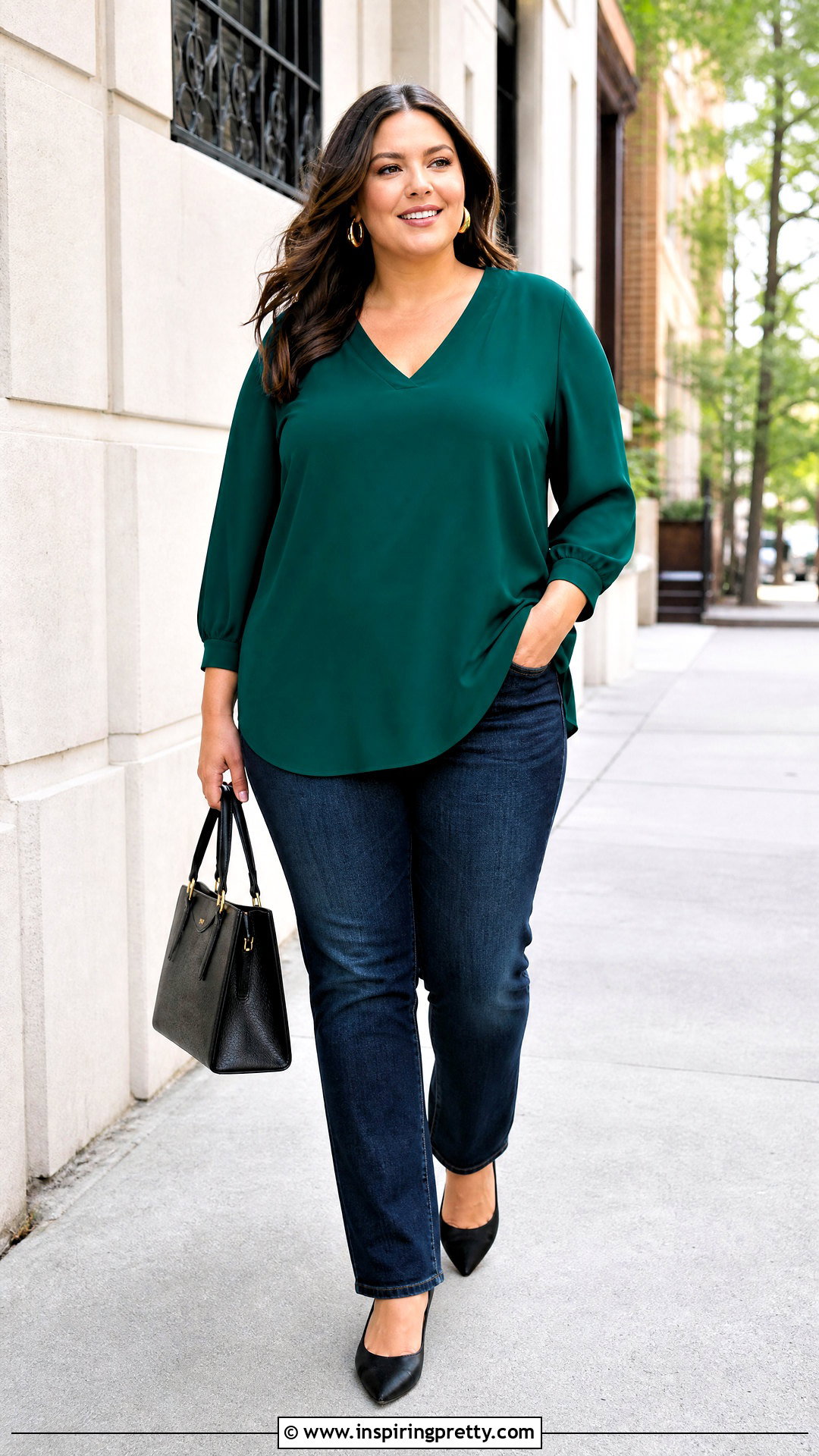 Plus Size Loose Top And Slim Jeans Outfit - 50 loose top outfit ideas