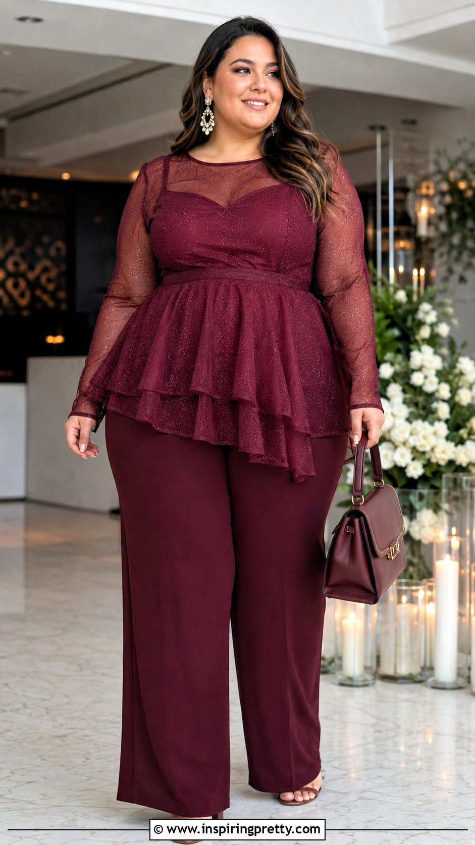 Plus Size Net Top With Wide Leg Pants - 50 net top designs for women