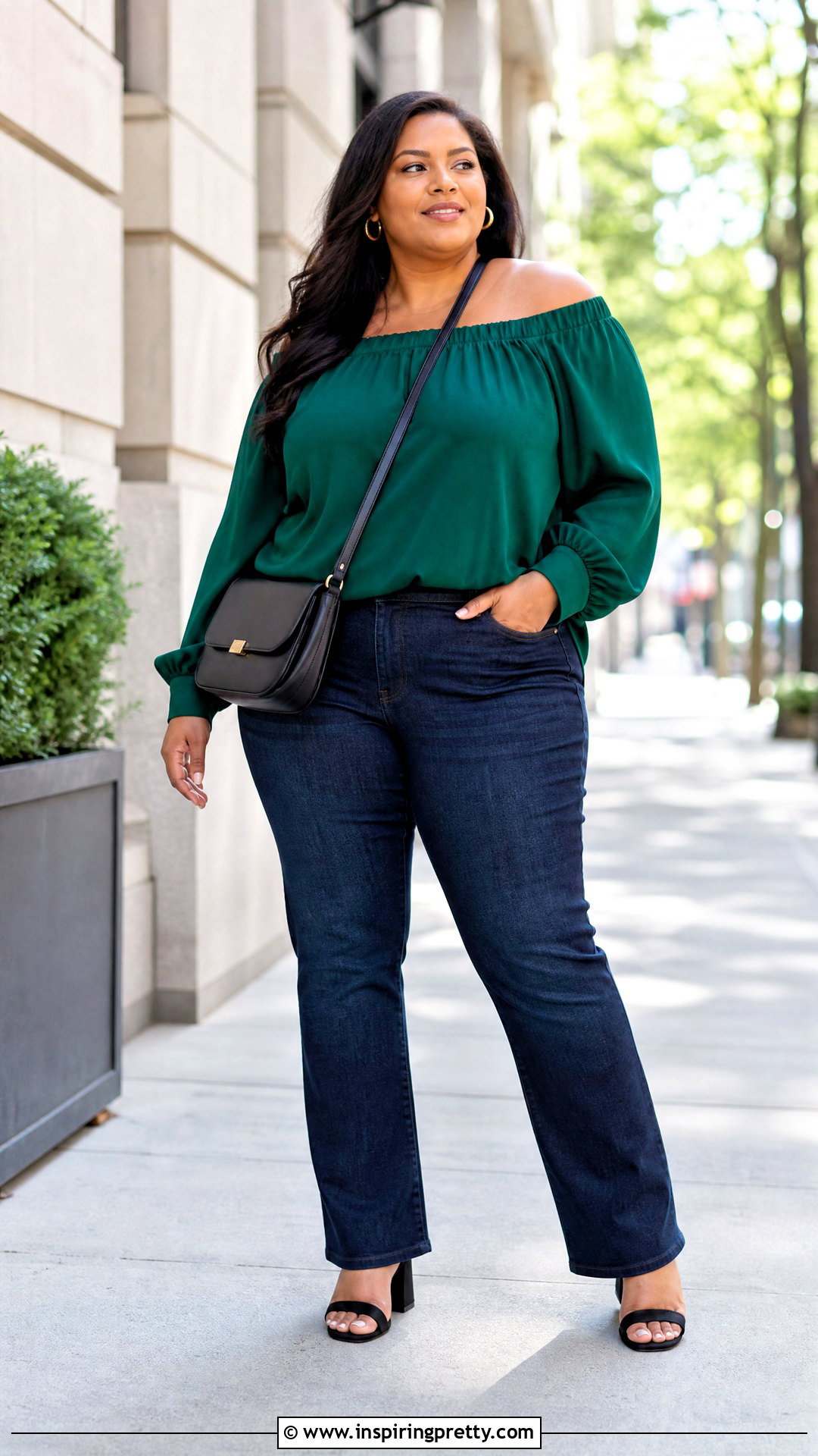 Plus Size Off Shoulder Top With Dark Jeans - 50 offshoulder outfit tops outfit ideas