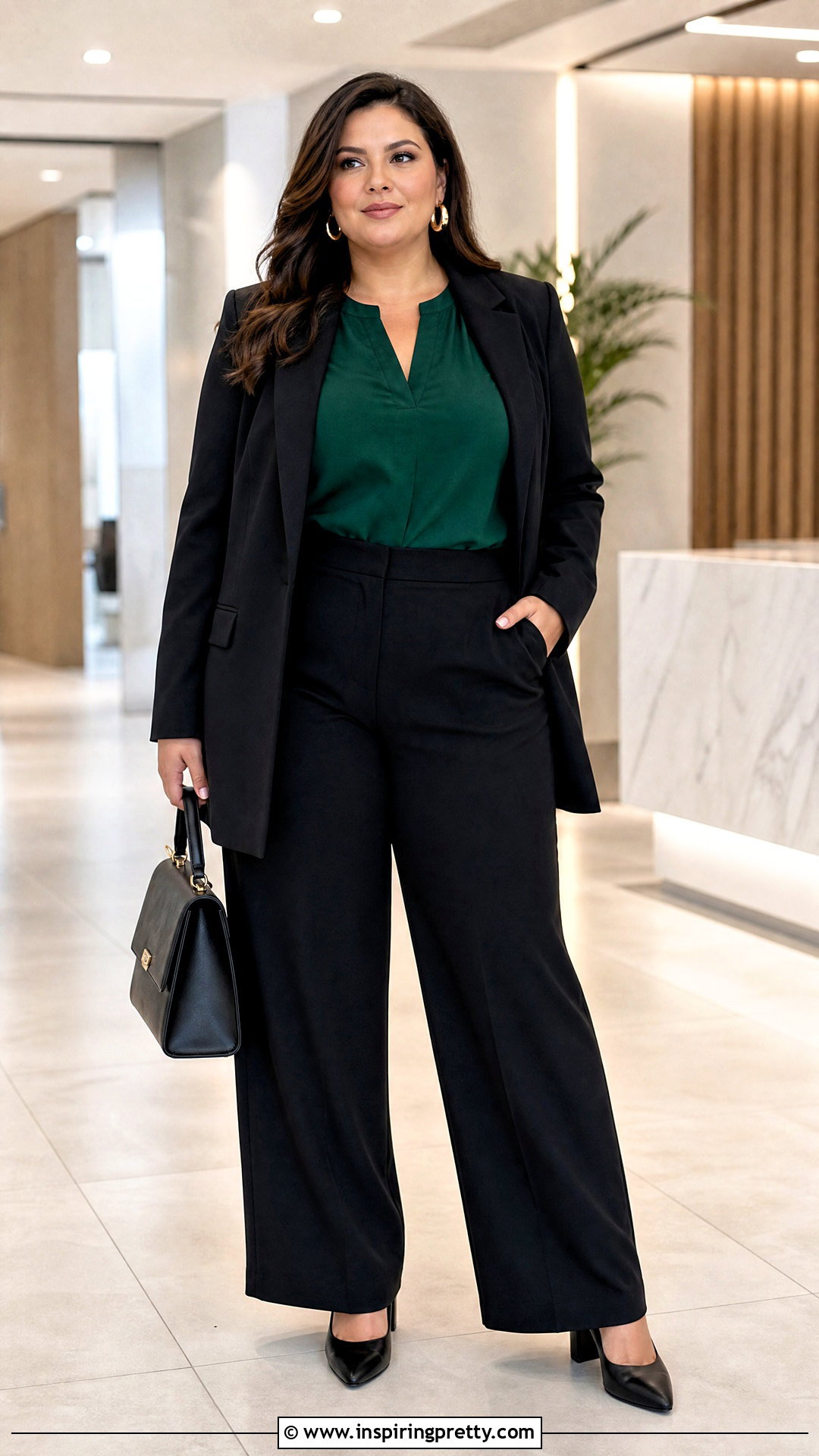 Plus Size Office Blouse With Wide Leg Pants - 50 office tops blouses work wear ideas