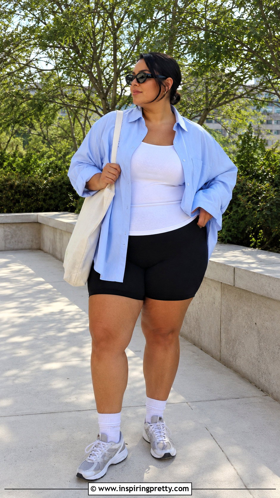 Plus Size Oversized Shirt With Bike Shorts - 25 Free Tops For Plus Size Ideas