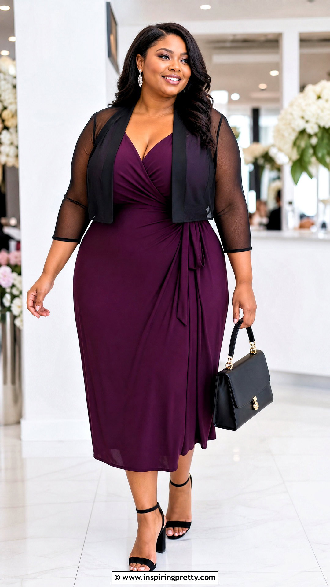 Plus Size Sheer Bolero Top With Wrap Dress - 25 Sheer Bolero Top outfit ideas