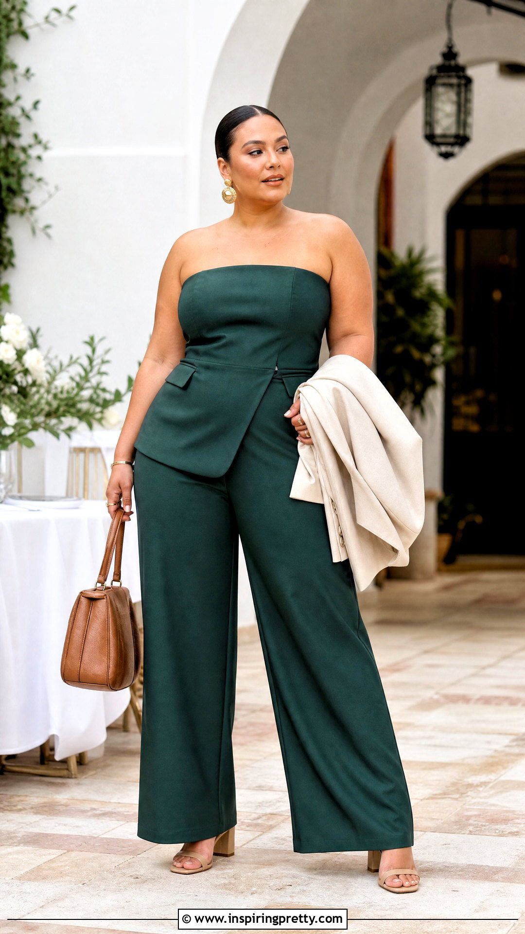 Plus Size Strapless Top And Pants Set - 25 strapless top and pants sets