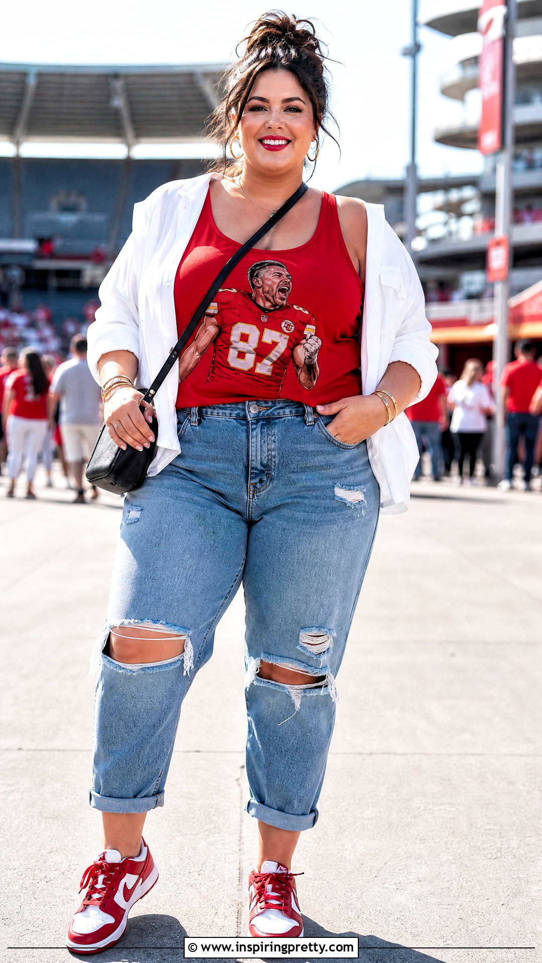 Plus Size Travis Kelce Tank Top With Distressed Jeans - 20 travis kelce tank tops
