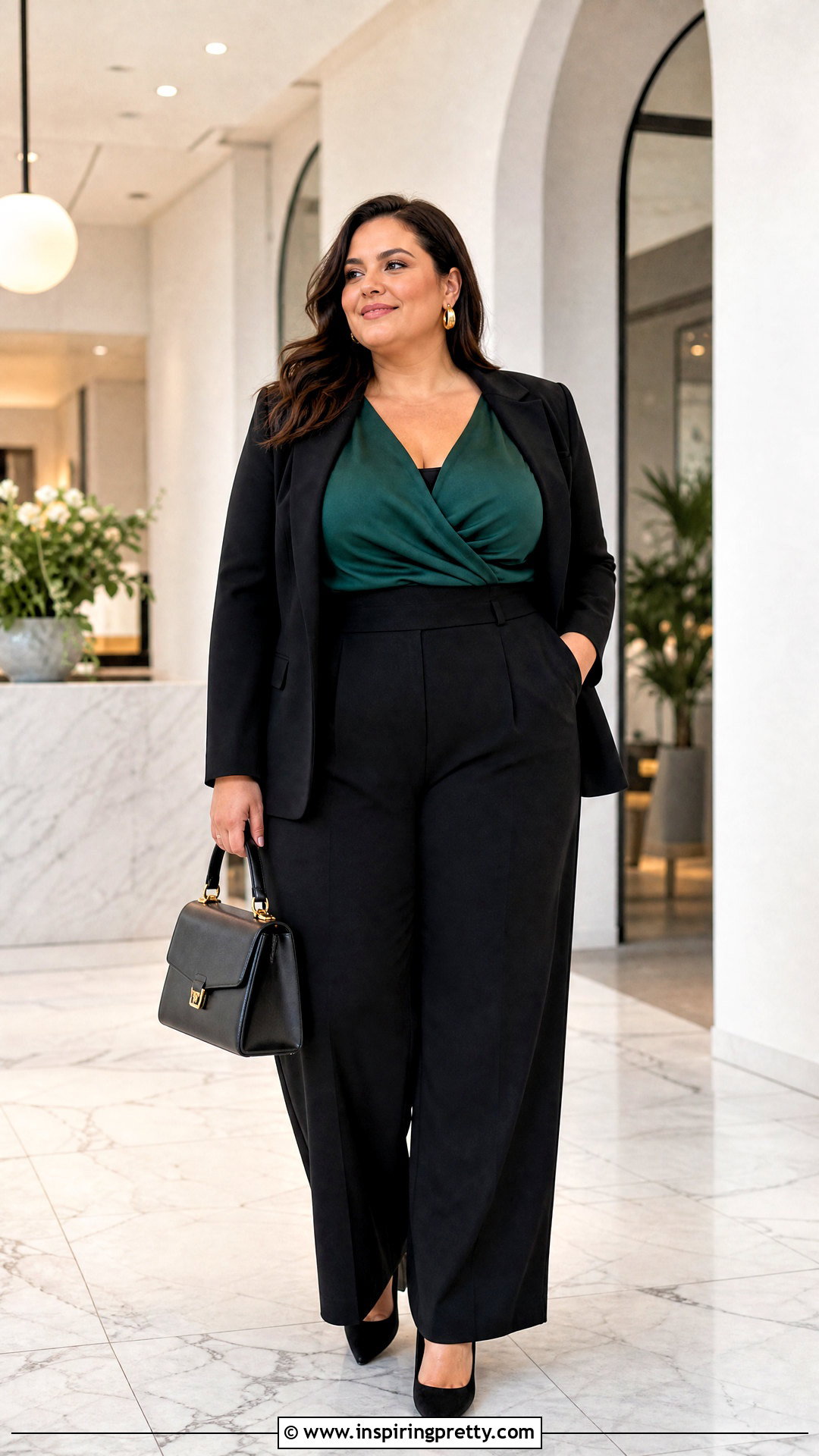 Plus Size Trouser And Wrap Blouse Outfit - 50 Trouser And Top outfit ideas