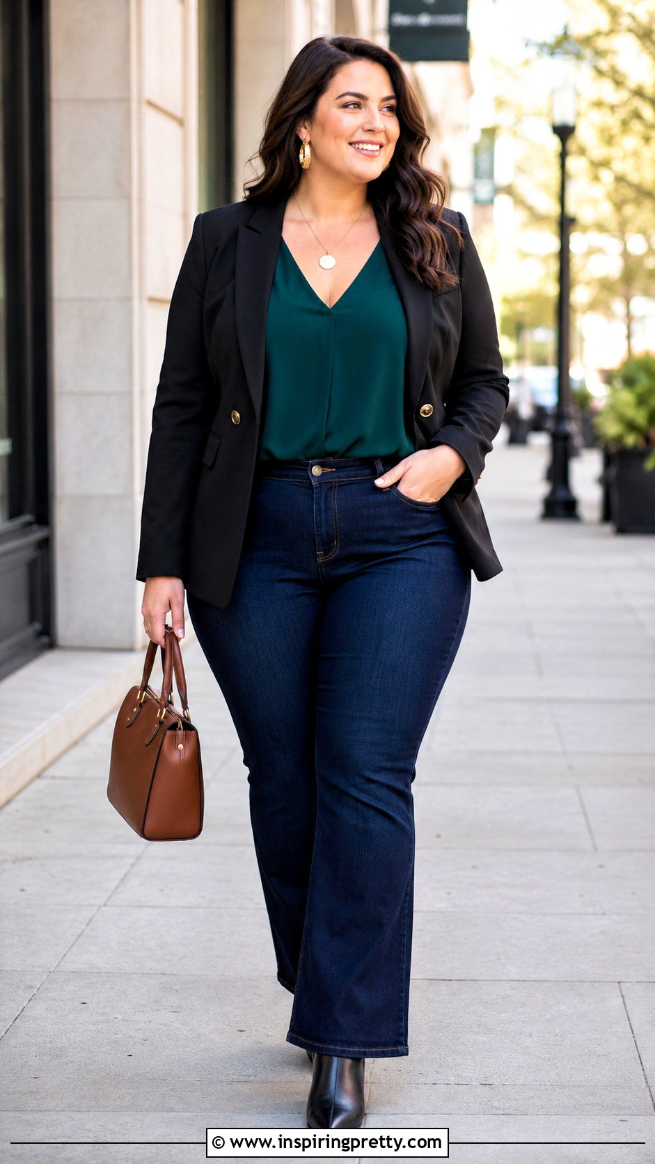 Plus Size V Neck Top With Bootcut Jeans - 50 ladies tops fashion