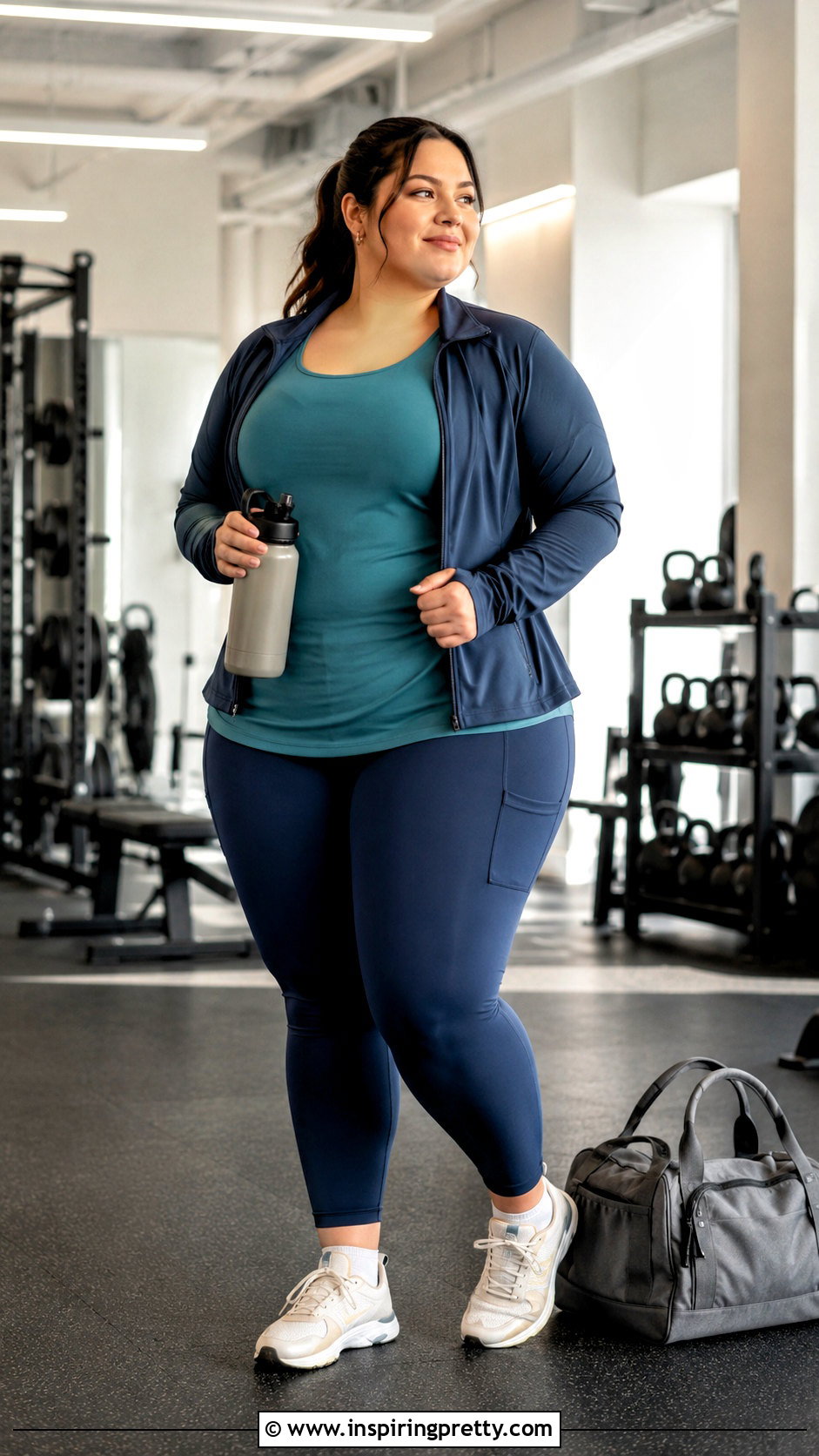 Plus Size Workout Tank With Pocket Leggings - 50 workout tops outfit ideas