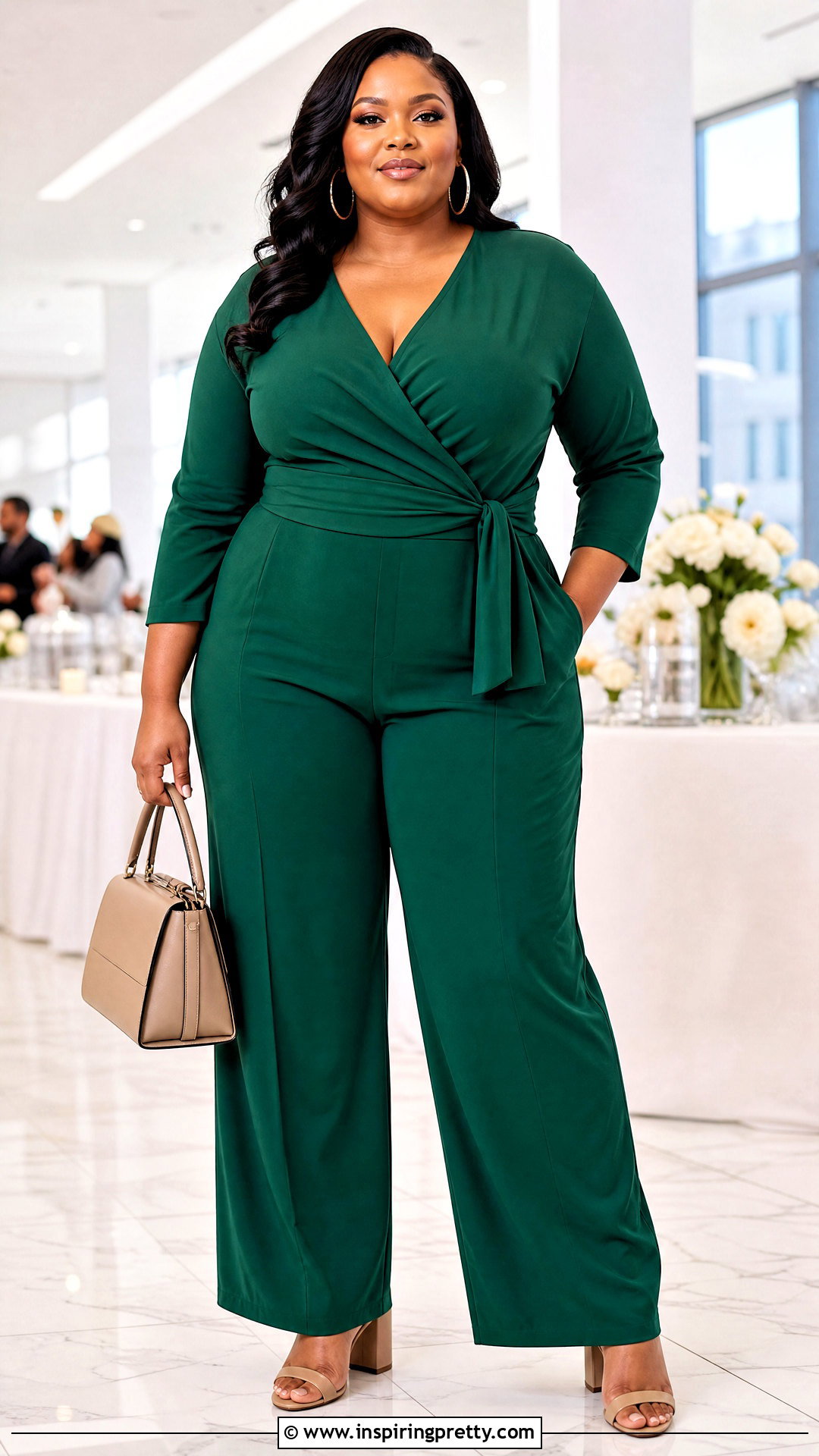 Plus Size Wrap Top And Trouser Set - 50 two pieces trouser and top