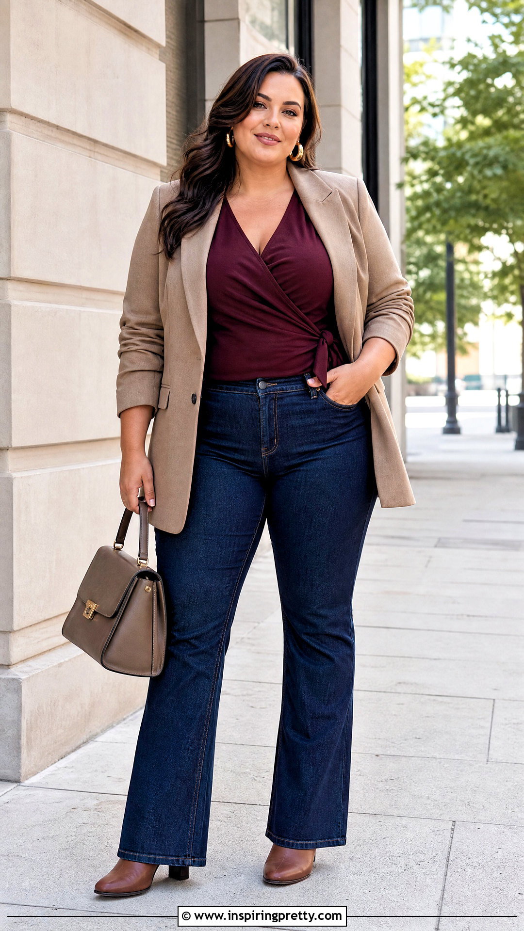 Plus Size Wrap Top With Bootcut Jeans - 50 wrap tops for women