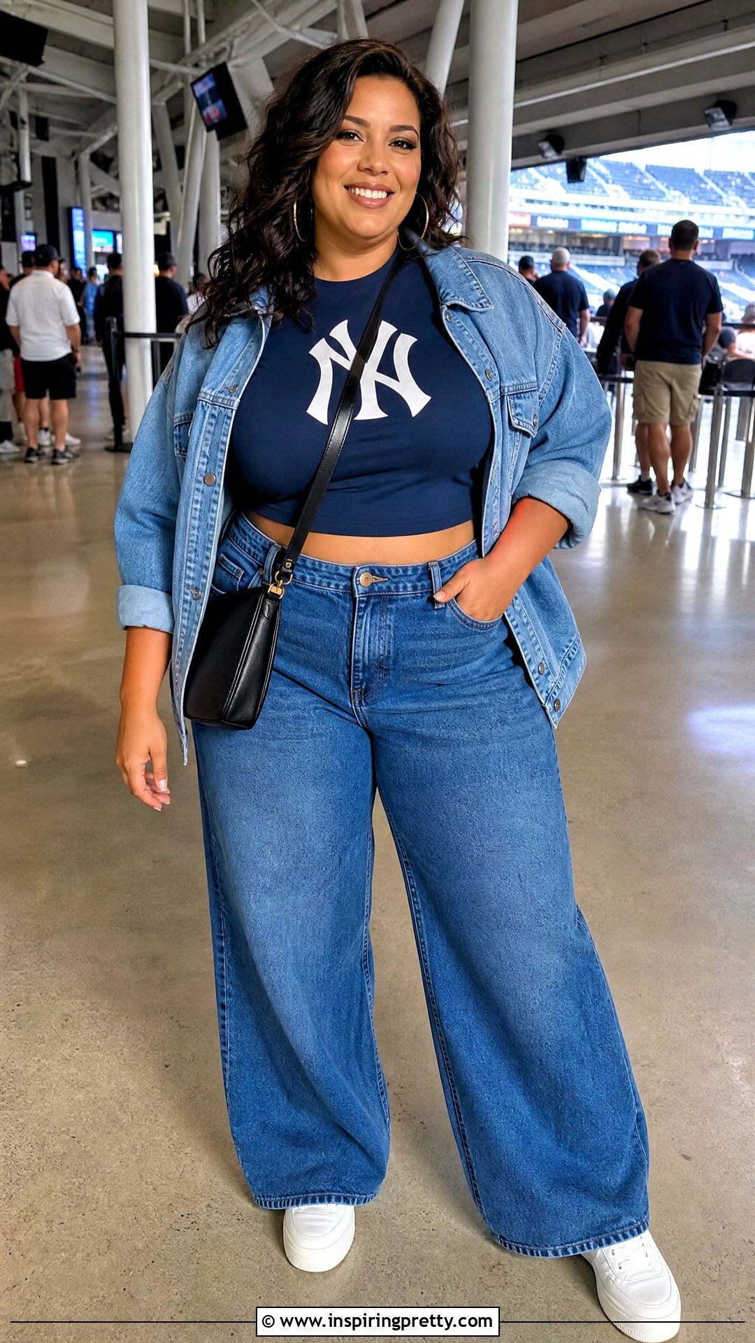 Plus Size Yankees Crop Top With High Waisted Jeans - 20 new york yankees crop tops