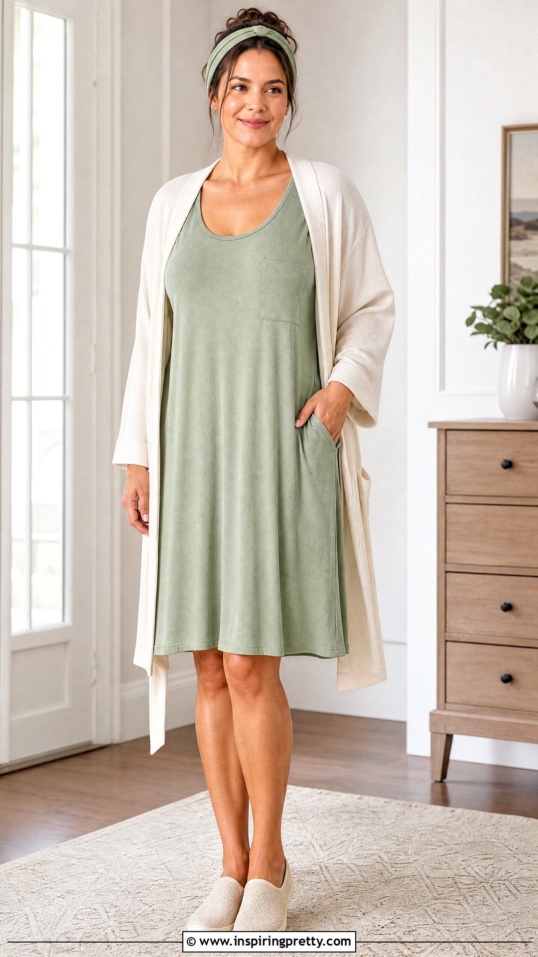 Pocket Tank Top Nightgown With House Shoes - 25 Tank Top Nightgown ideas