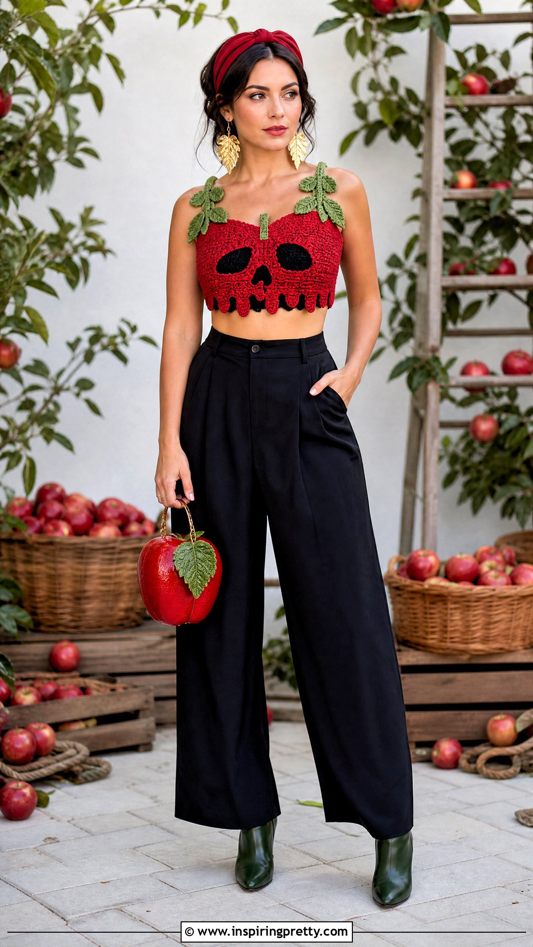 Poison Apple Halloween Crochet Crop Top Outfit - 25 halloween crop top crochet outfit ideas