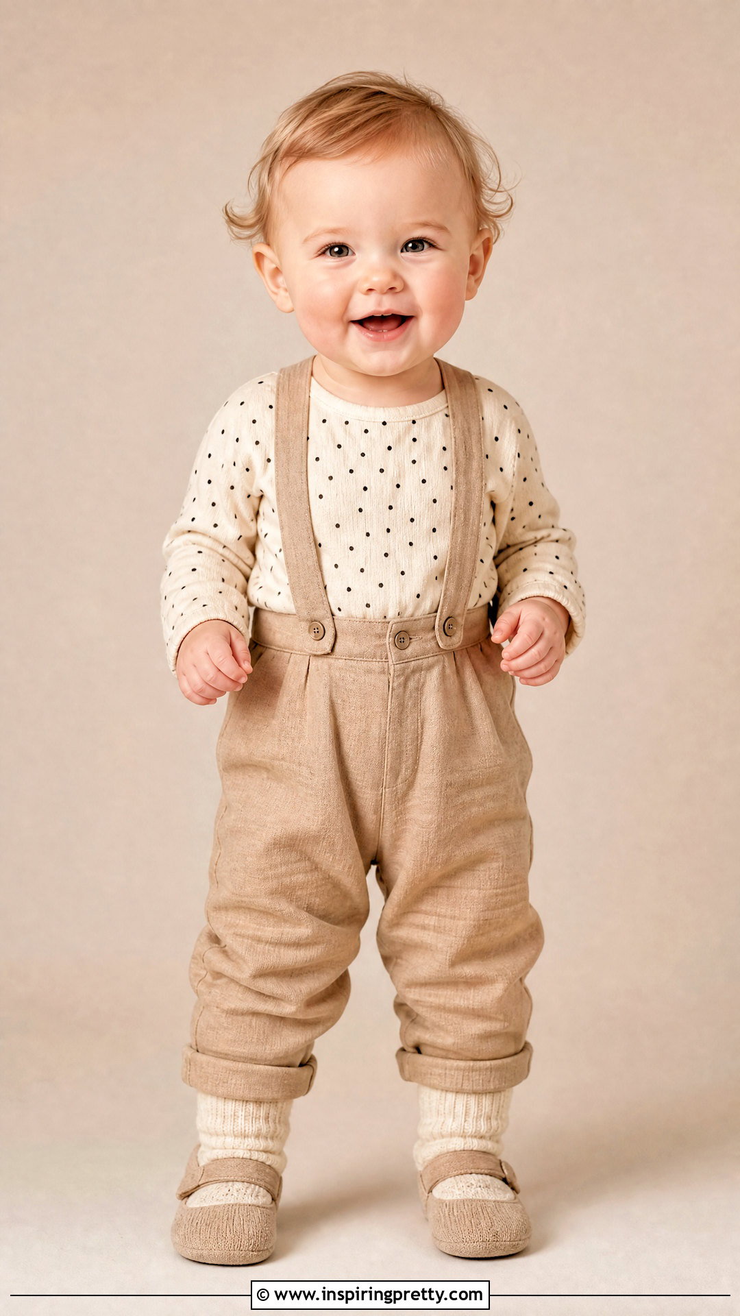 Polka Dot Baby Top With Suspender Pants - 50 baby tops designs