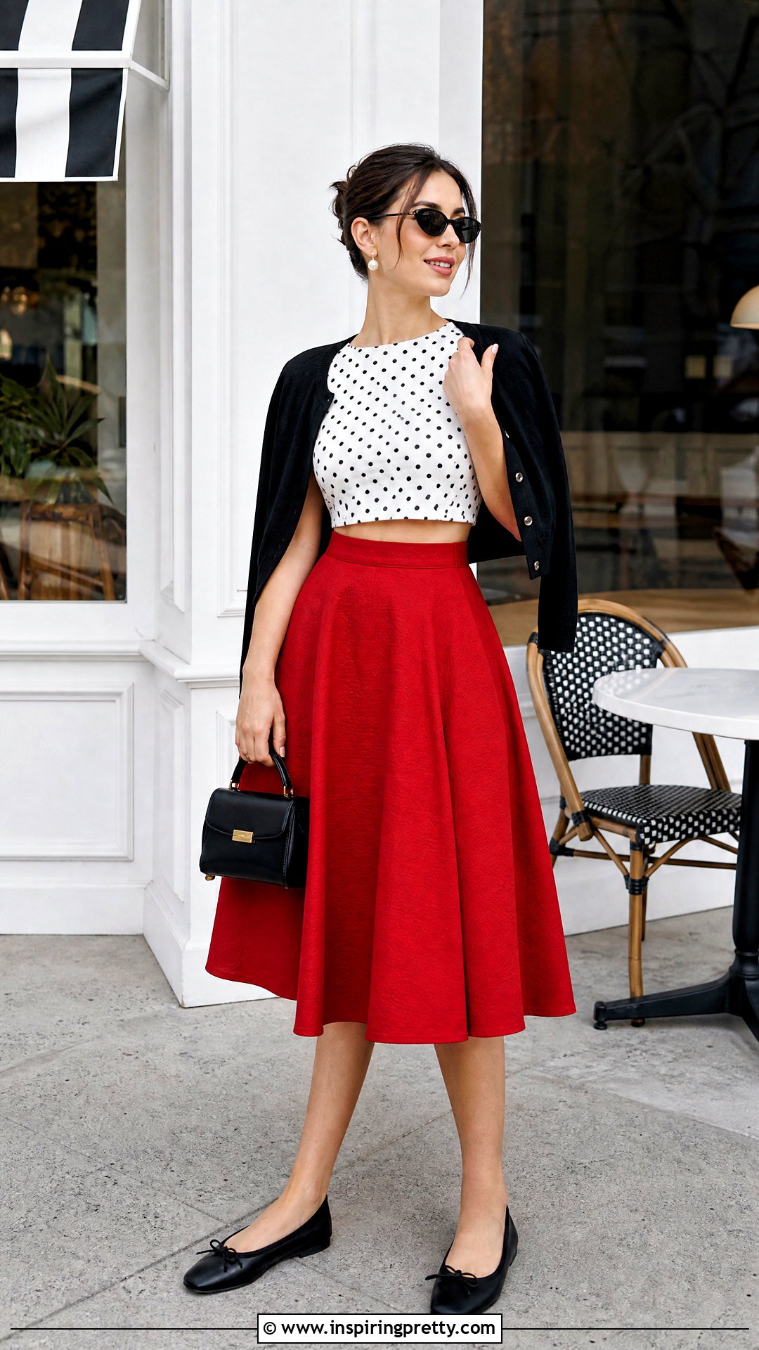 Polka Dot Crop Top With A Line Skirt - 25 Crop Tops With Designs