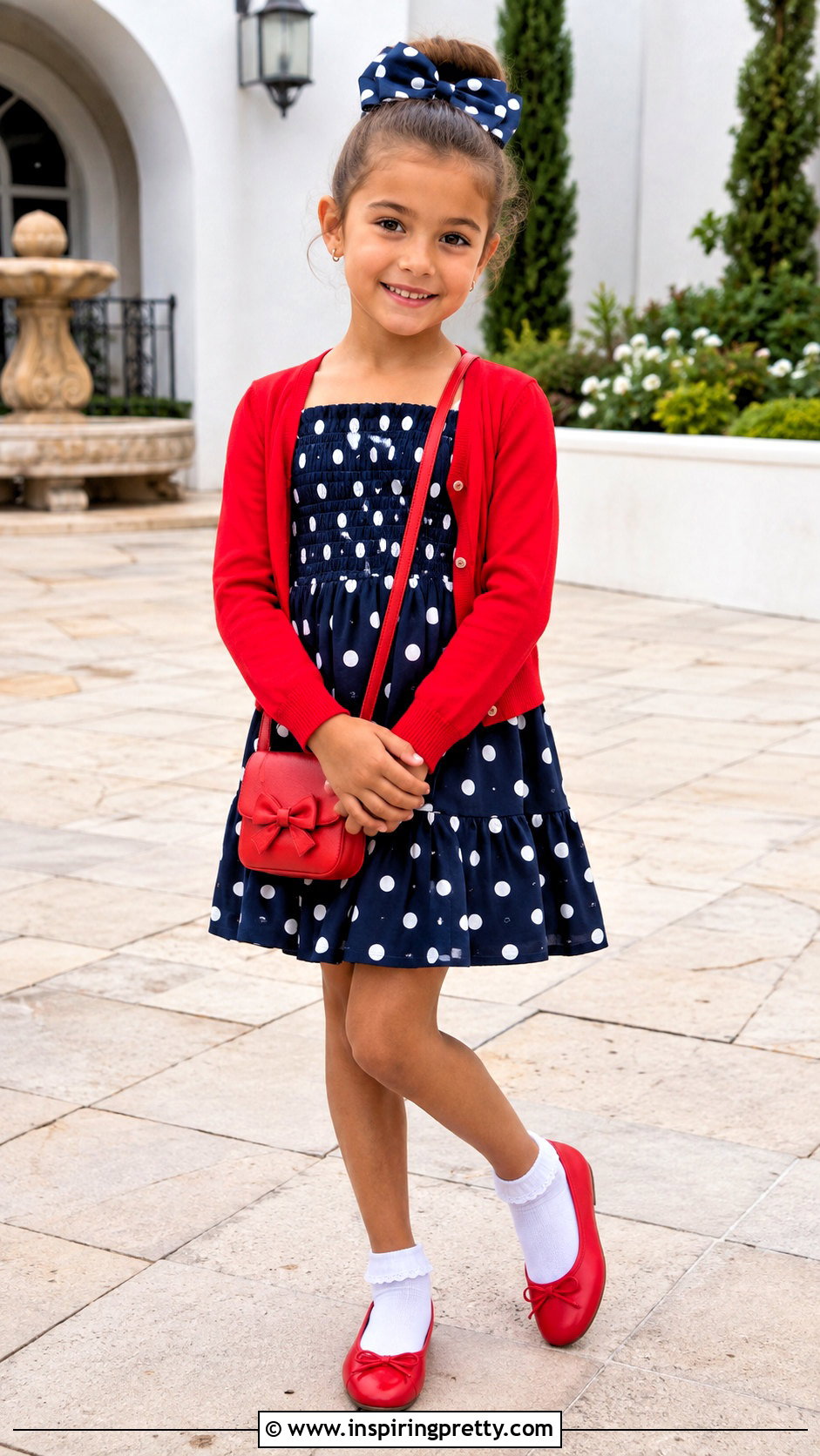 Polka Dot Kids Tube Top Dress With Red Cardigan - 25 Kids Tube Top Dresses