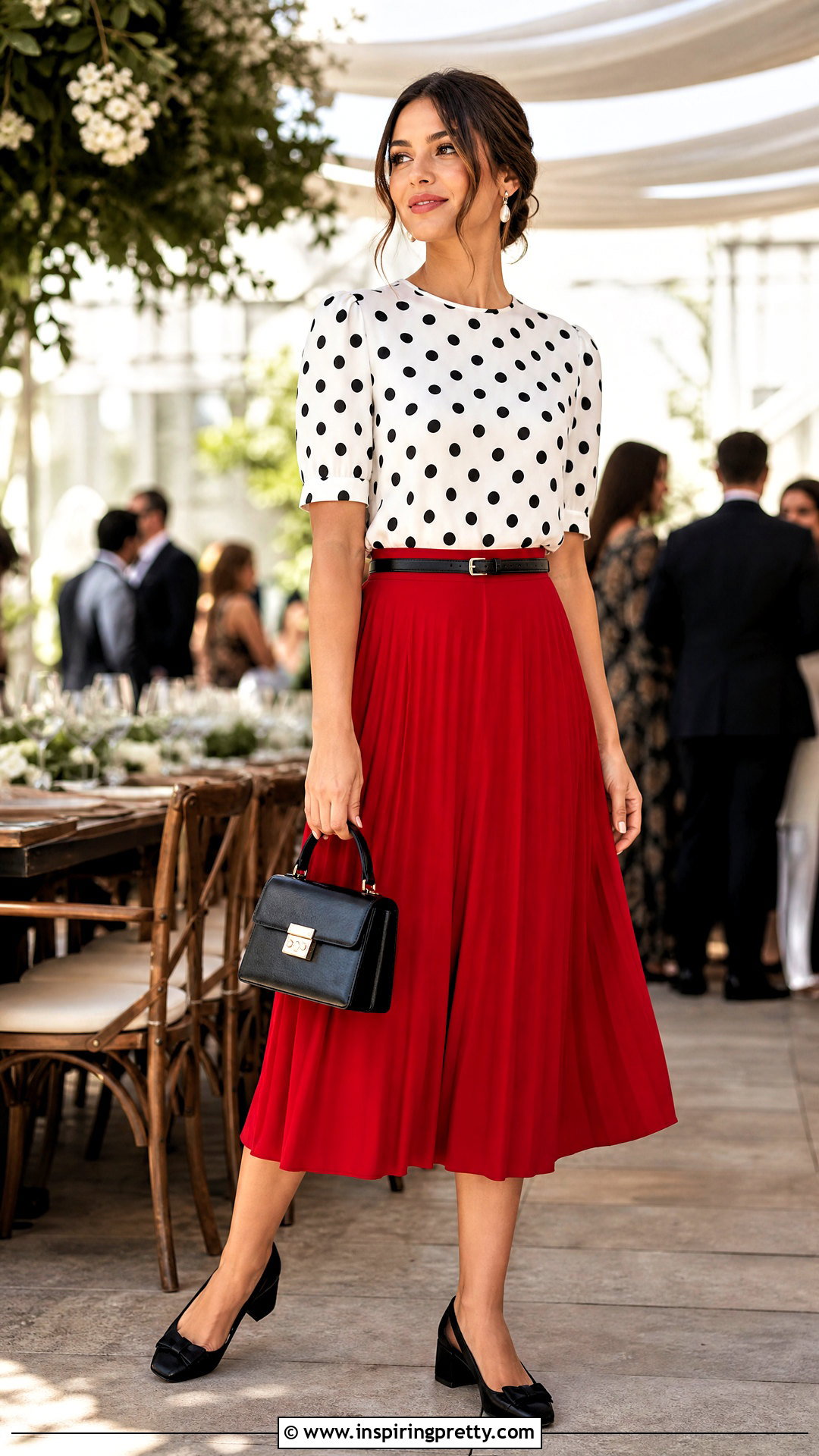 Polka Dot Printed Top With Midi Skirt - 50 printed tops for women