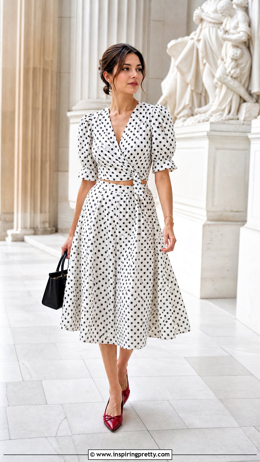 Polka Dot Puff Sleeve Top And Skirt Set - 20 Puff Sleeve Top And Skirt Set ideas