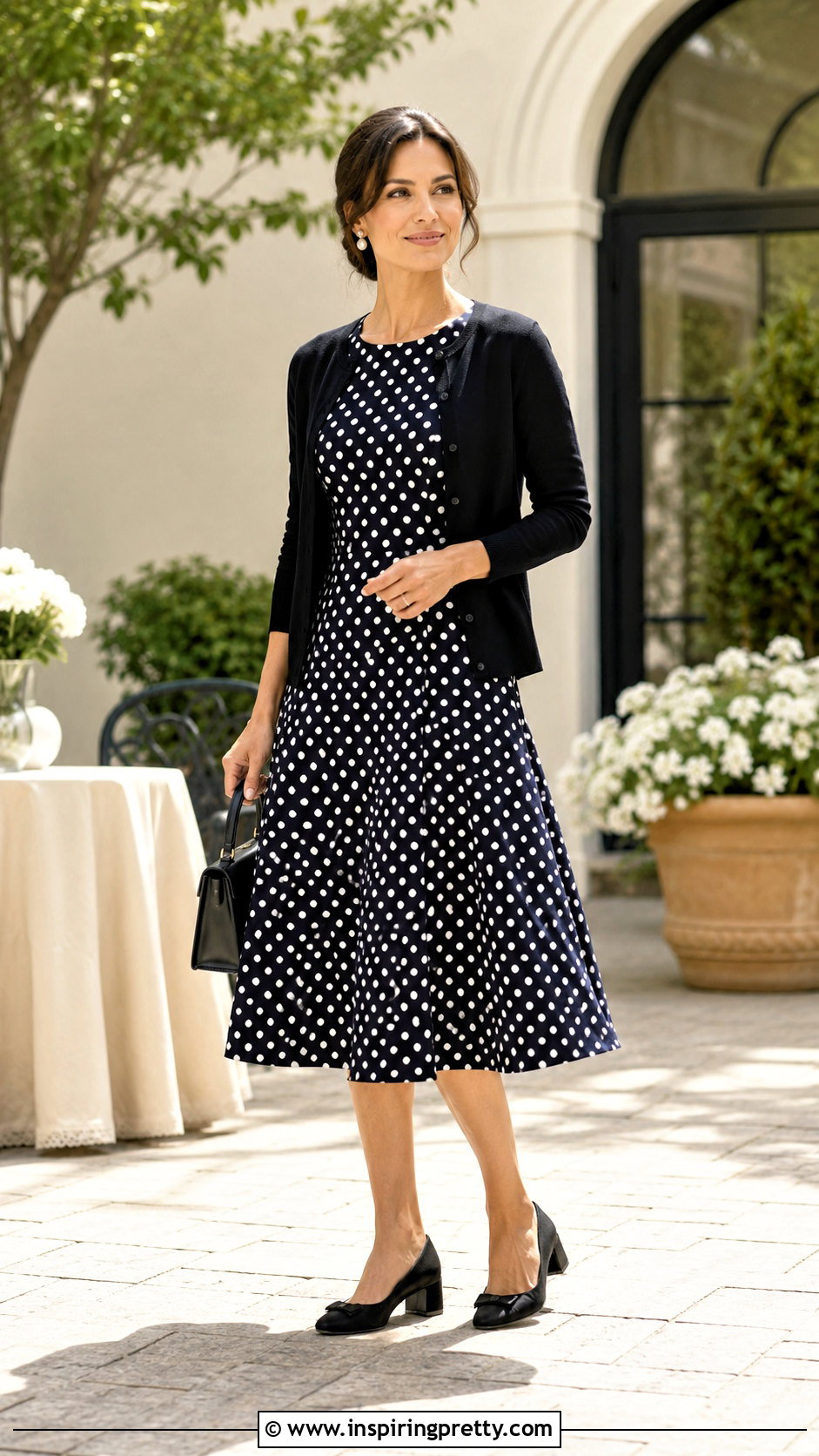 Polka Dot Top And Midi Skirt Set - 50 two piece outfits skirt and tops