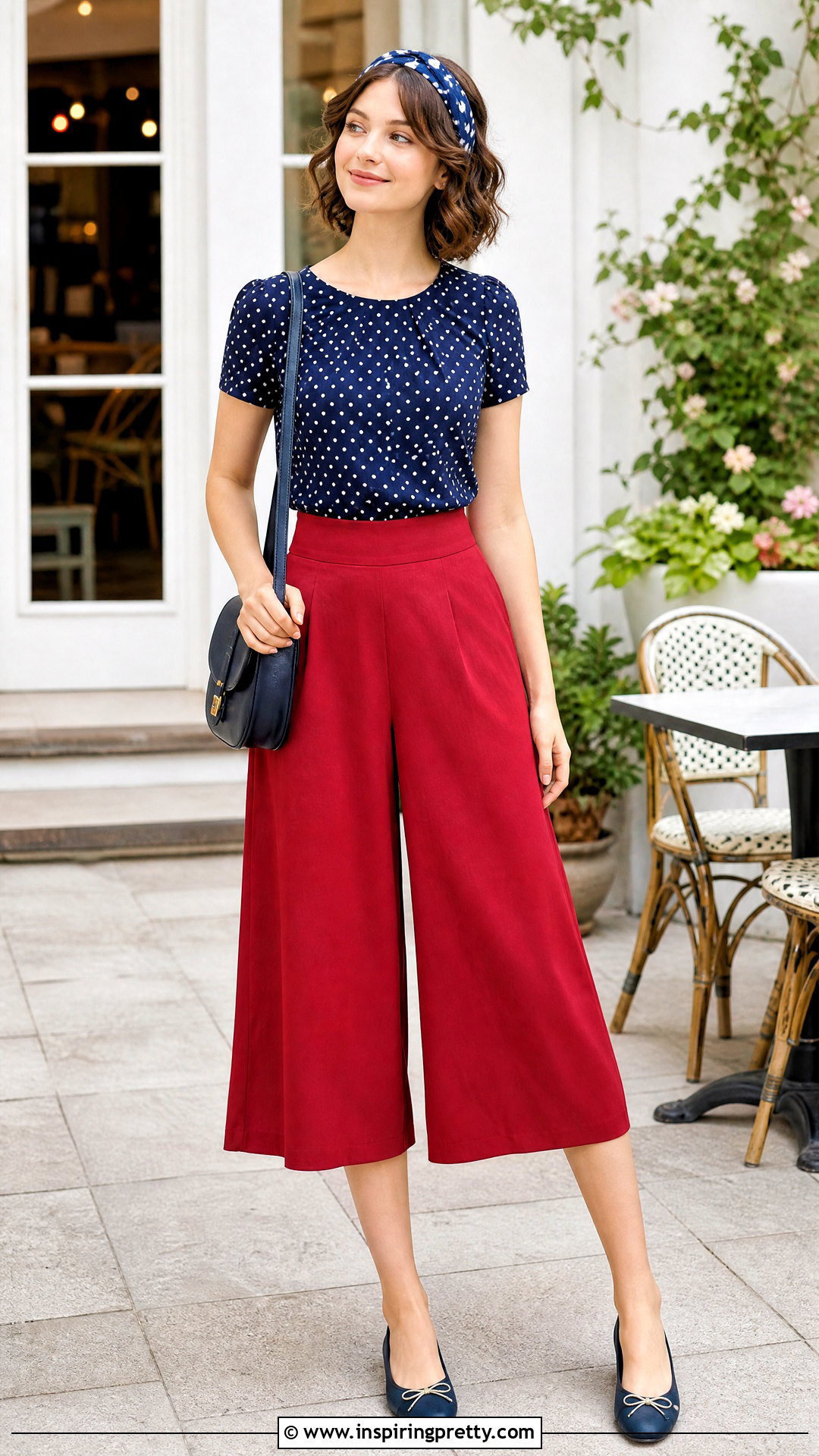 Polka Dot Top With Culottes - 50 girls top designs