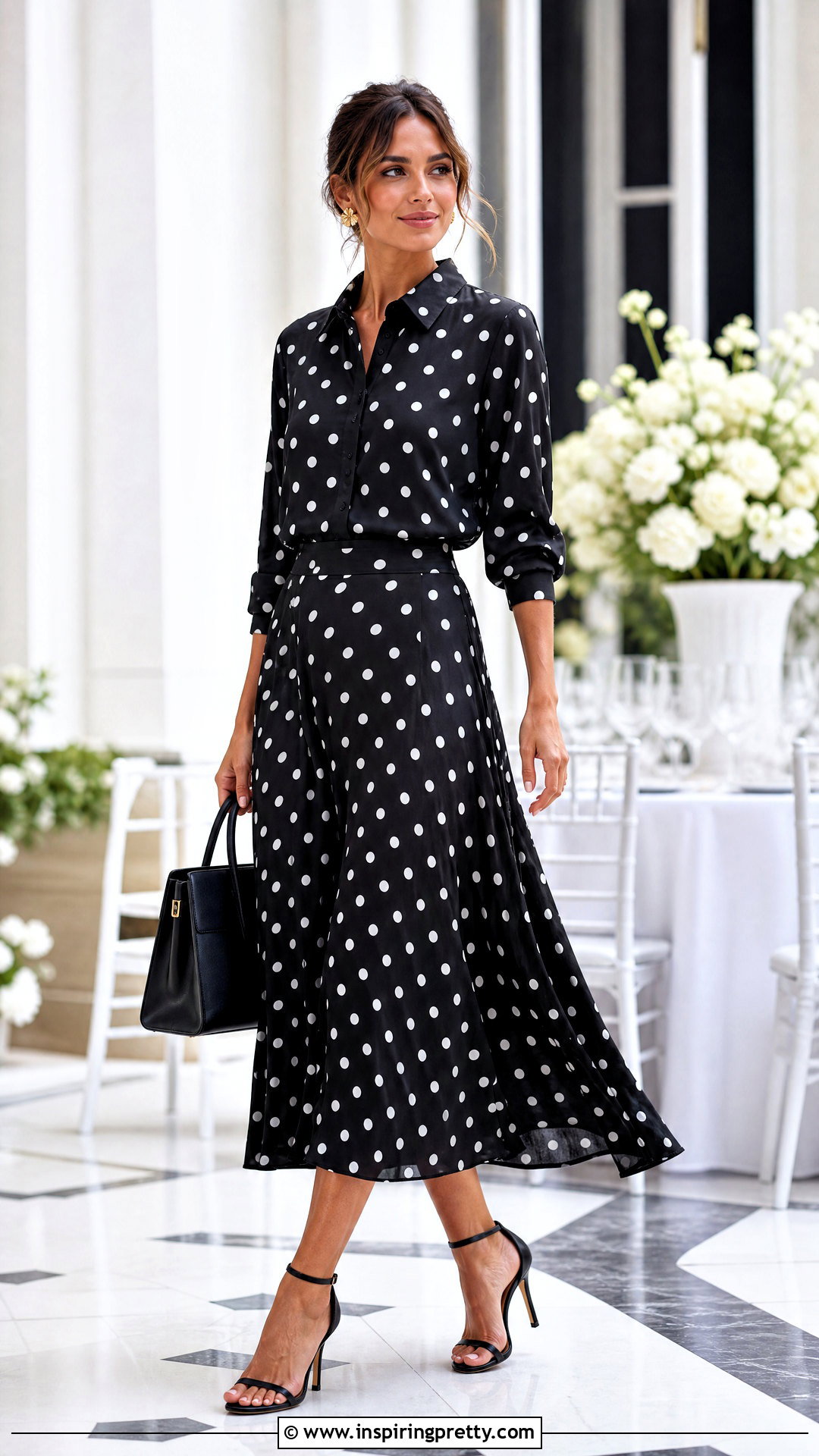 Polka Dot Top With Matching Dot Skirt - 50 polka dot top outfit ideas