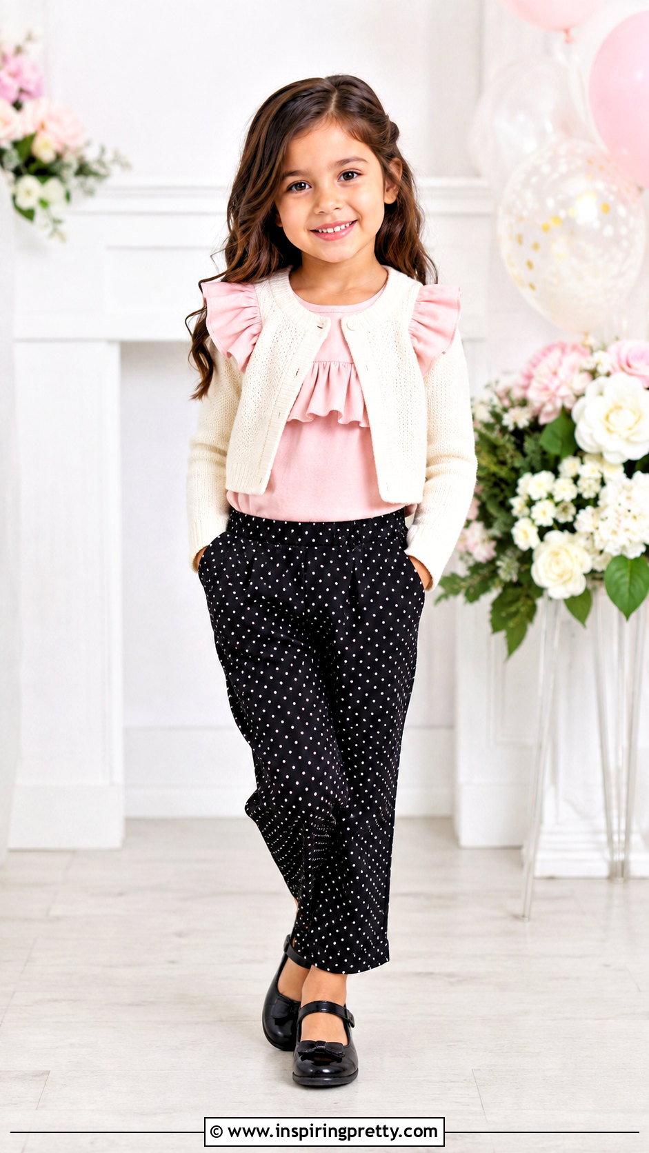 Polka Dot Trousers And Ruffle Top Outfit - 50 trouser and top for kids