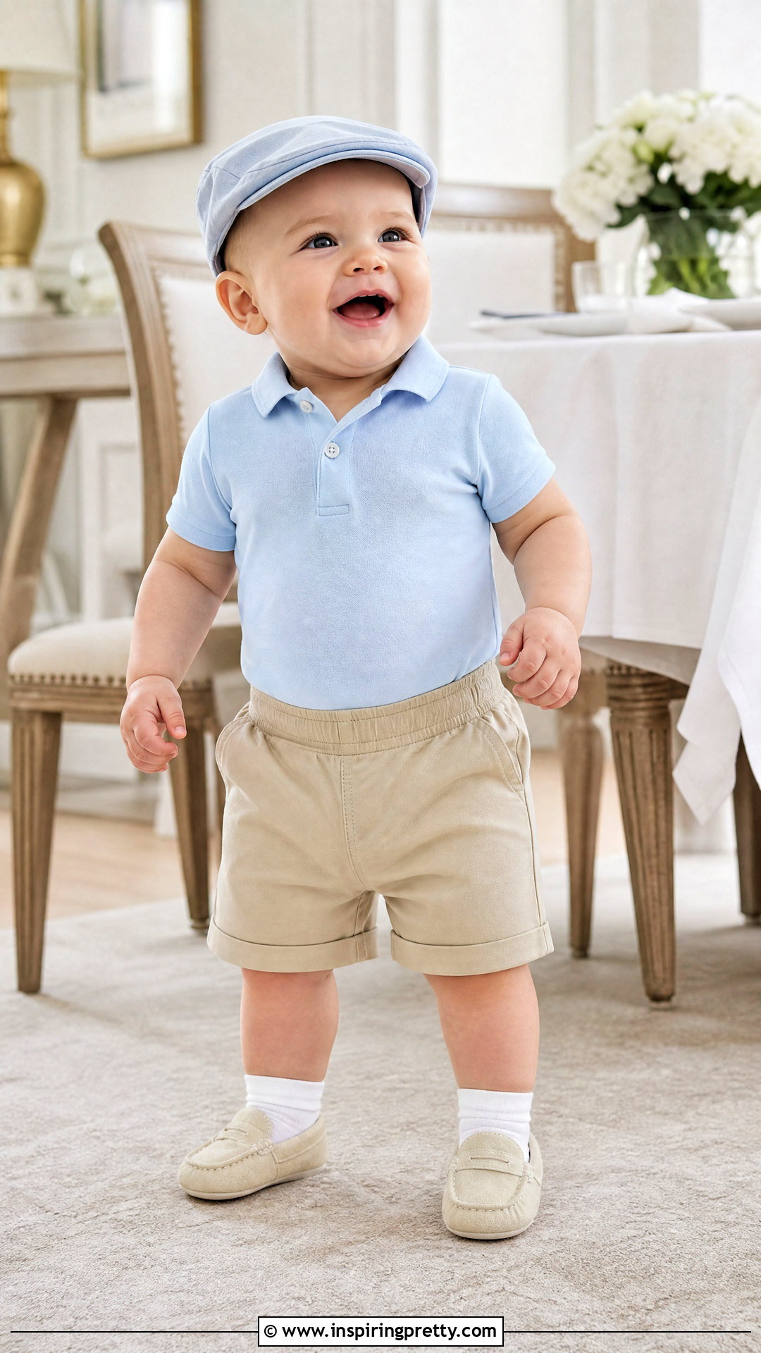 Polo Baby Top With Chino Shorts - 50 baby tops designs