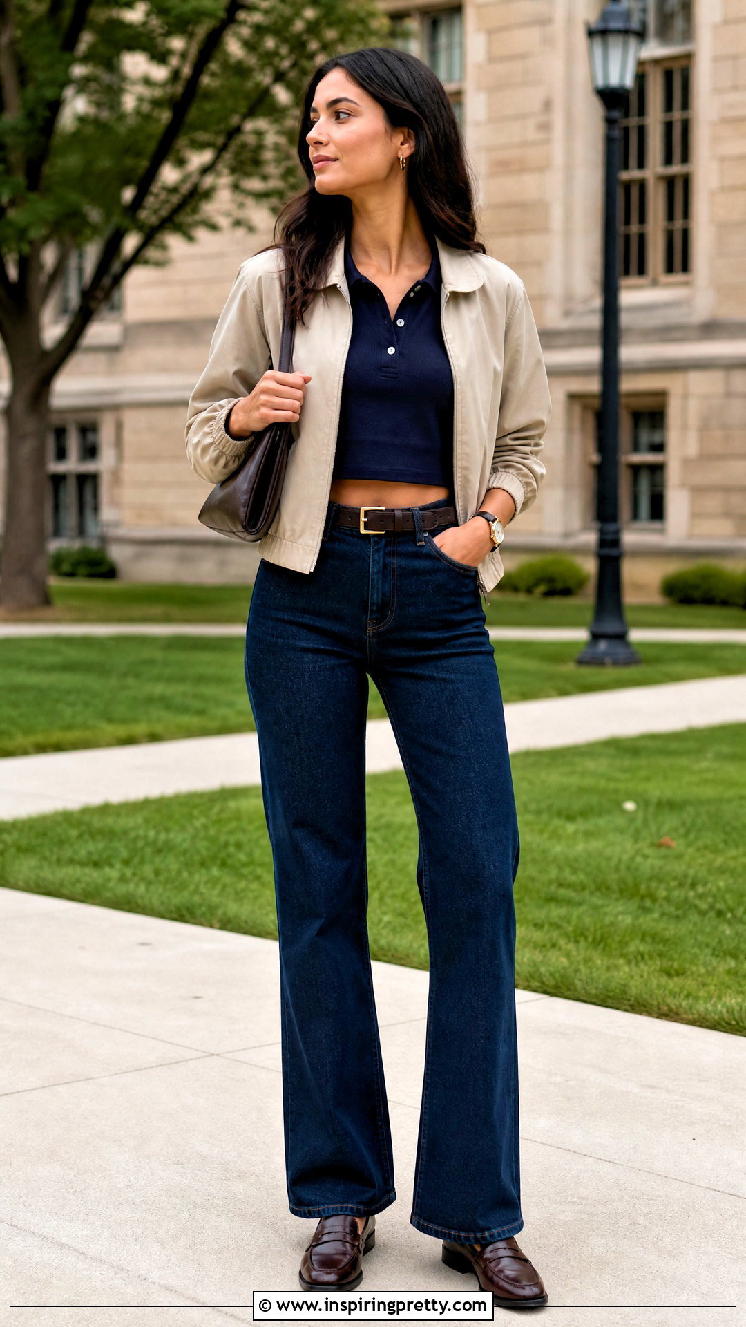 Polo Crop Top With Bootcut Jeans - 50 crop top outfits with jeans
