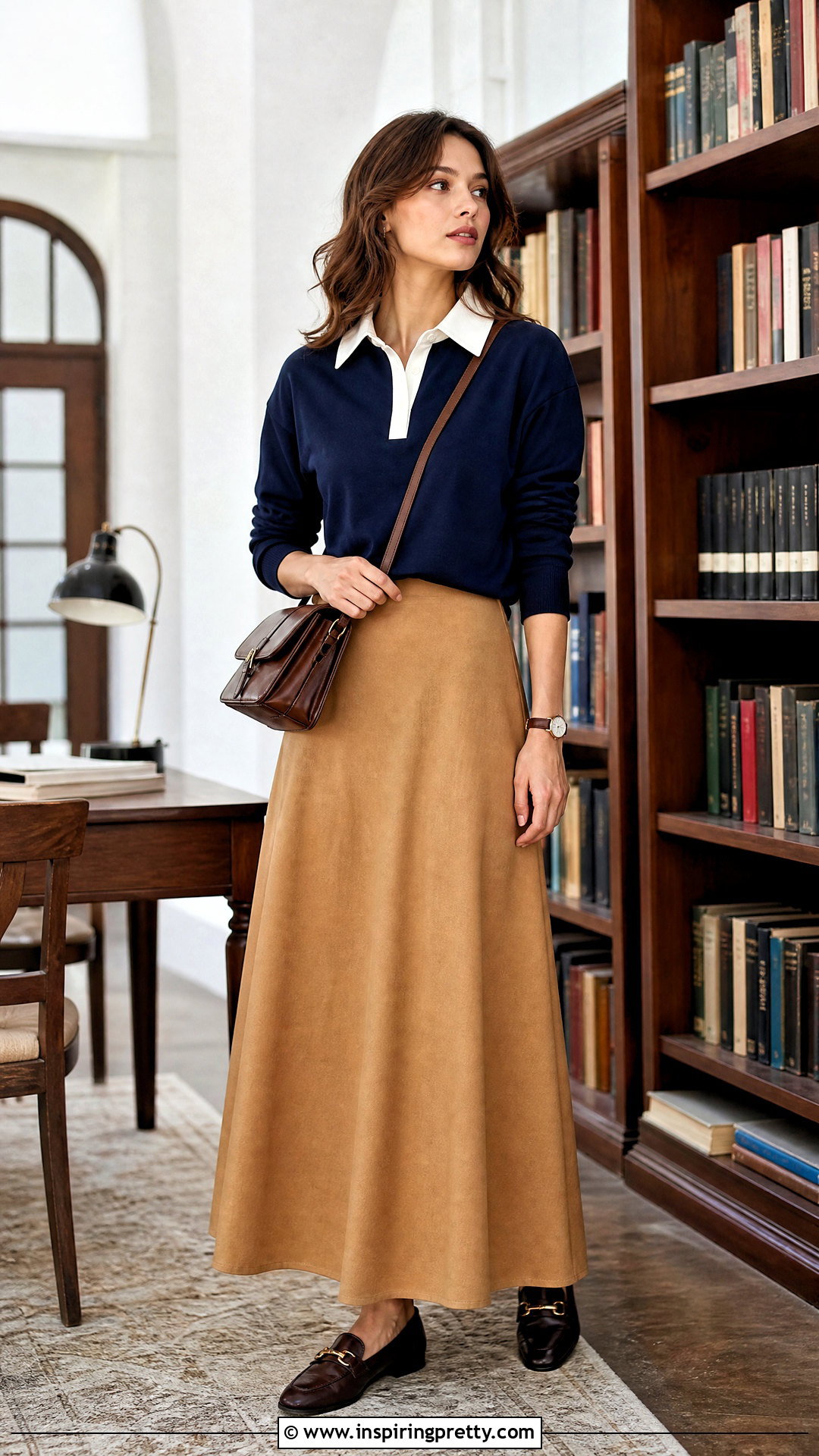 Polo Modest Top With Full Length Skirt - 50 modest tops for women