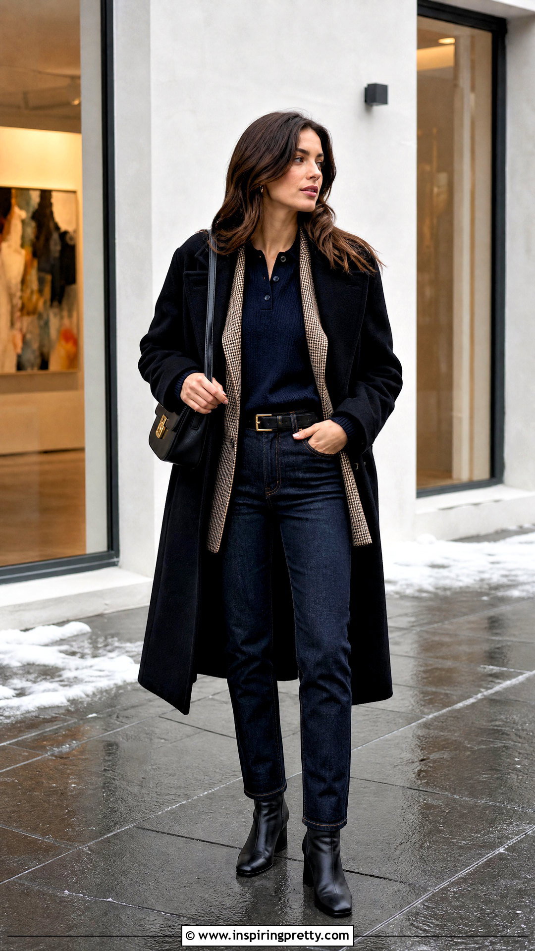 Polo Sweater And Tailored Jeans Outfit - 50 winter tops outfit ideas