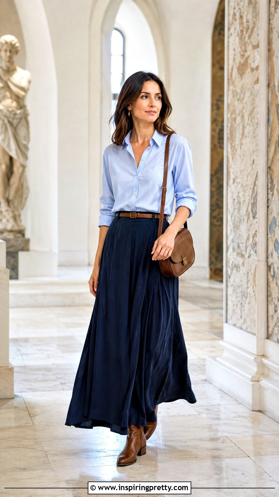 Poplin Shirt Top With Maxi Skirt - 50 Tops For Women Stylish Classy Ideas