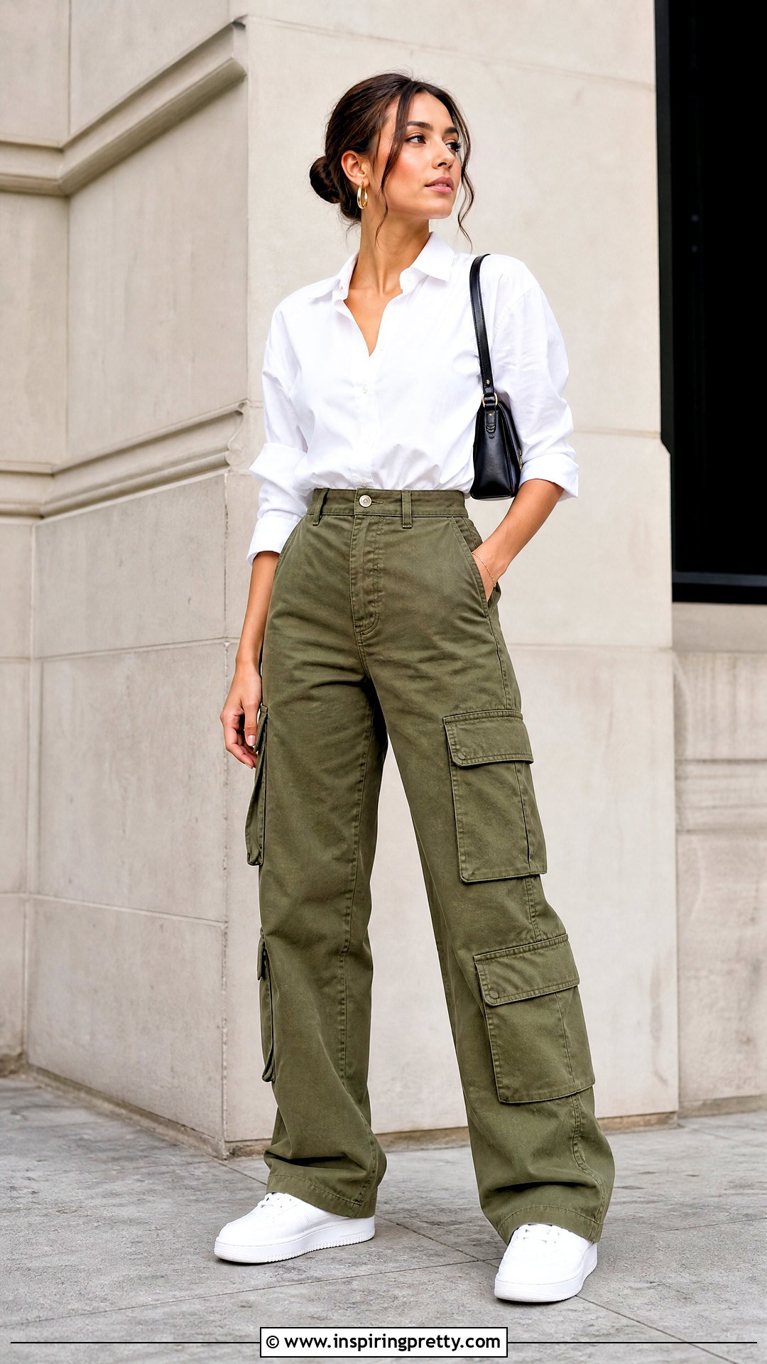 Poplin Shirt With Cargo Pants - 50 shirt tops for women