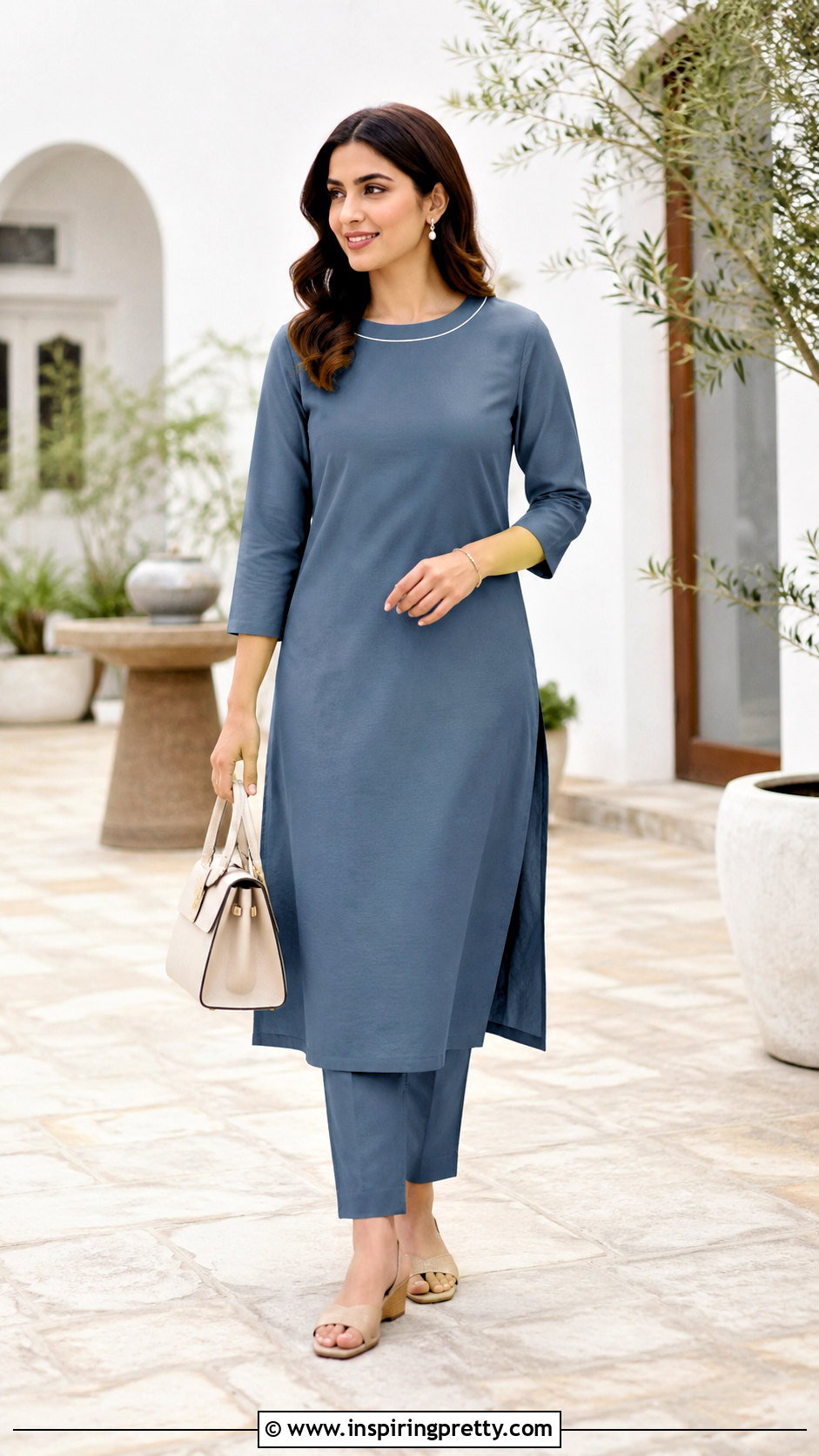 Pot Neck Kurti With Straight Pants - 50 top neck designs