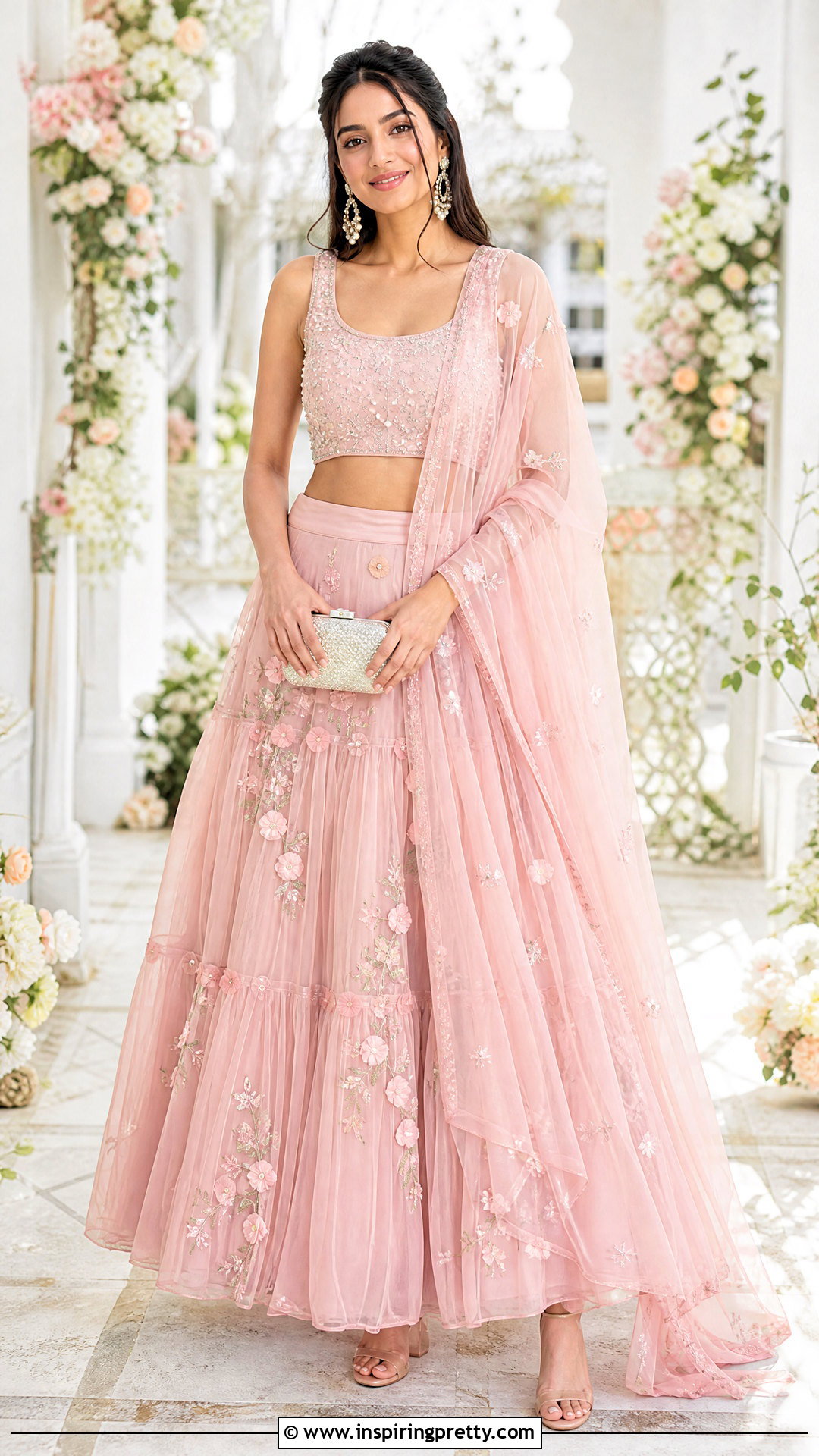 Powder Pink Crop Top Lehenga - 50 crop top lehenga designs