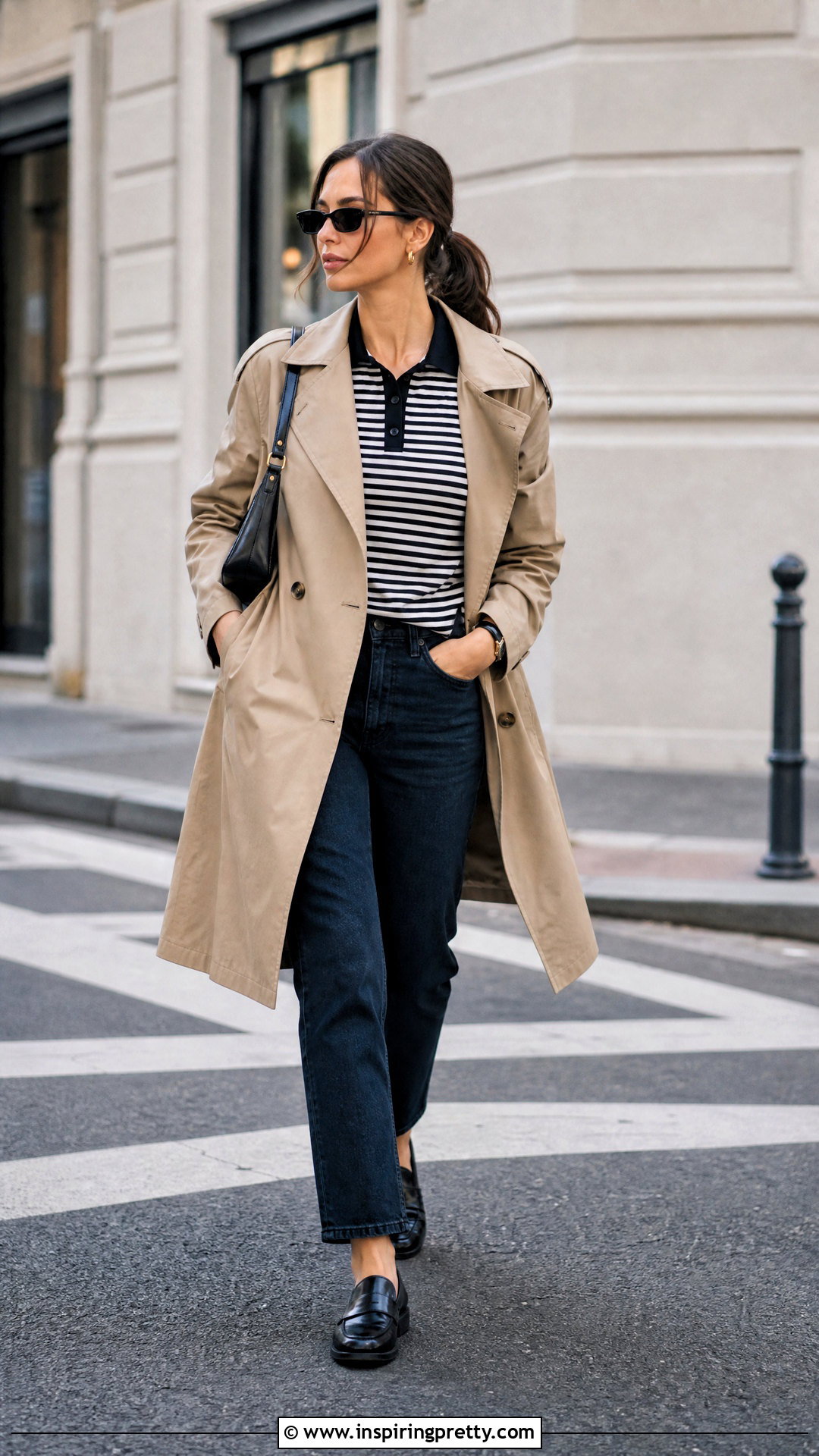 Prada Striped Polo Top With Slim Jeans - 50 prada top outfit ideas